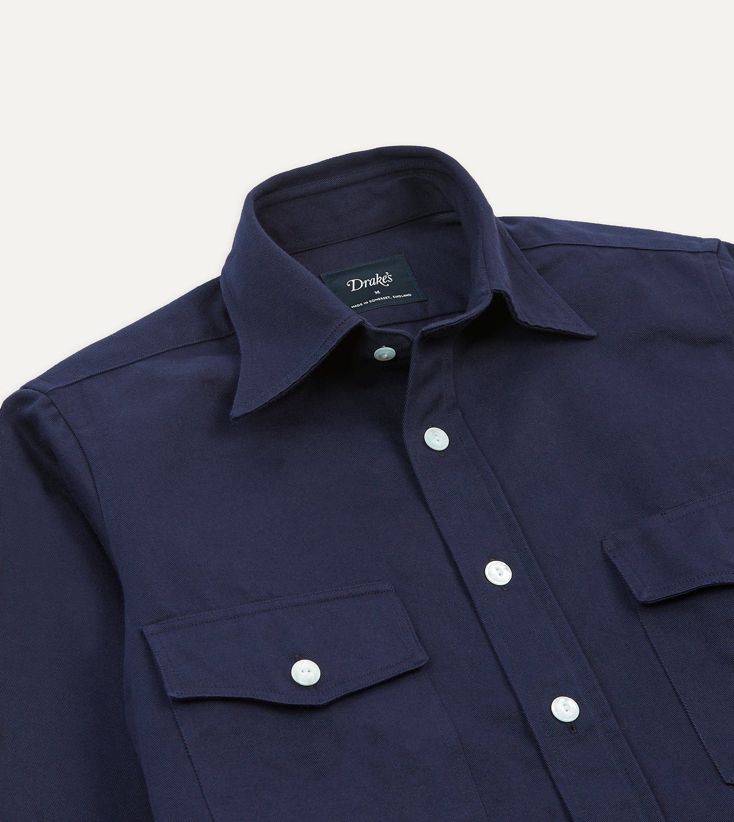Navy Cotton Twill Two-Pocket Work Shirt