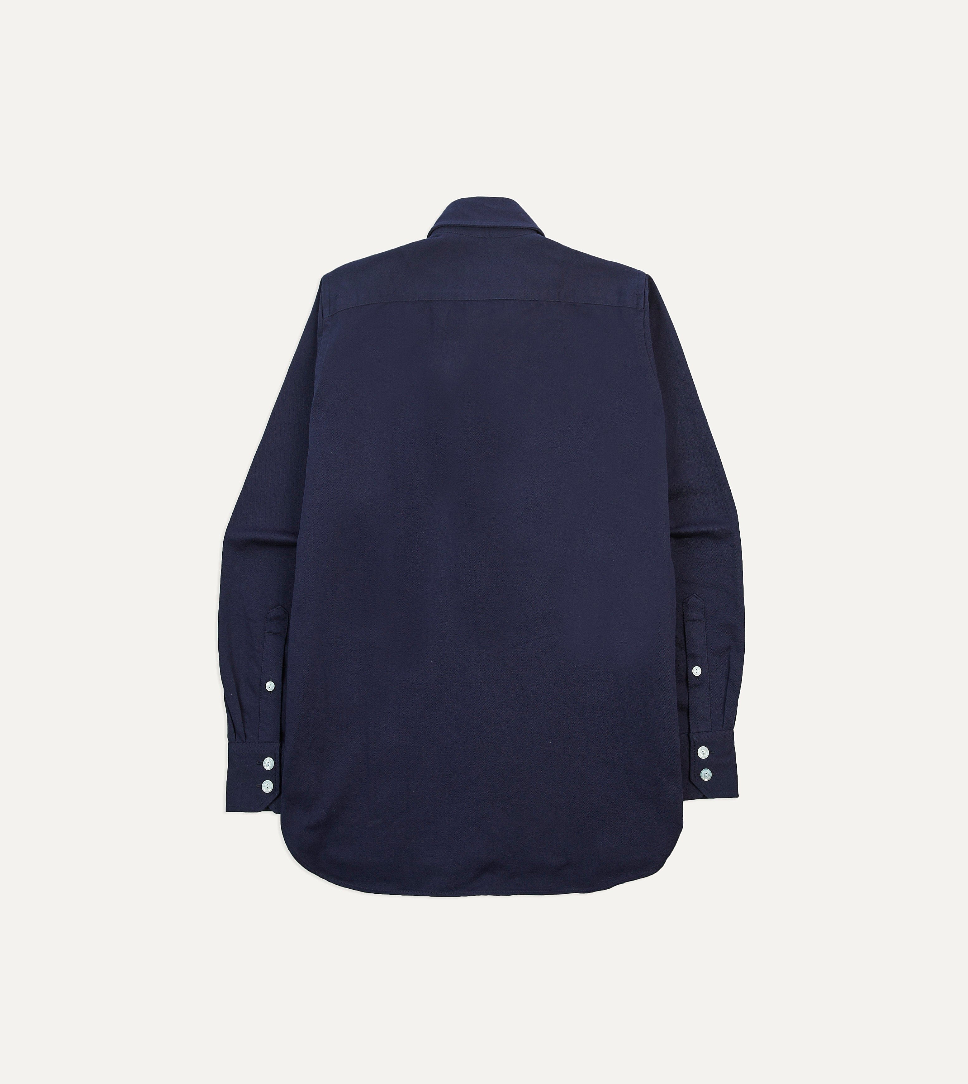 Navy Cotton Twill Two-Pocket Work Shirt