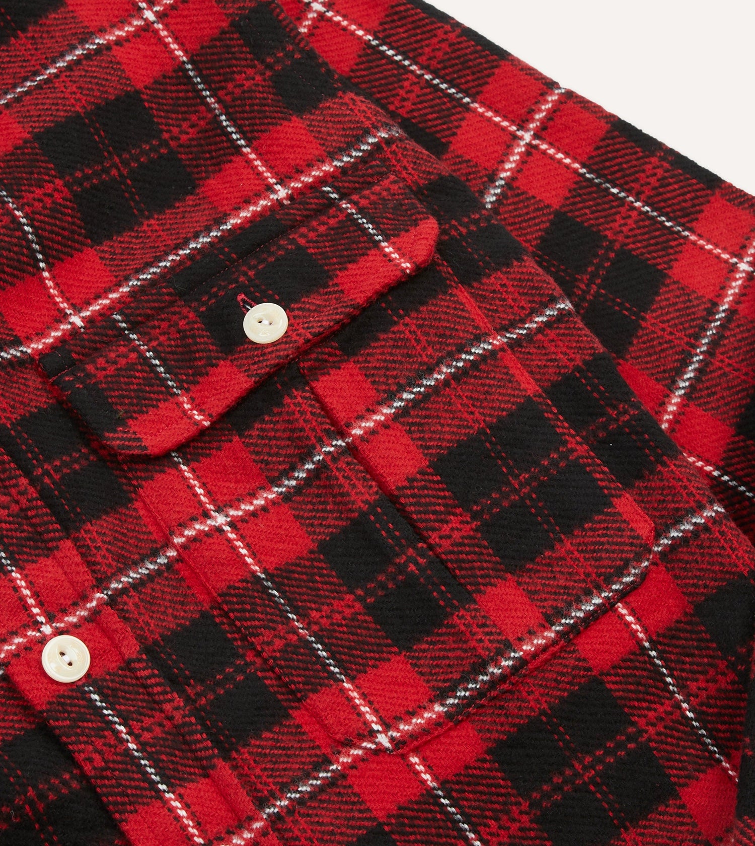 Red Check Cotton Two-Pocket Work Shirt