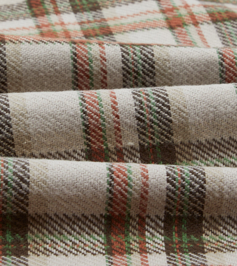 Ecru Check Cotton Two-Pocket Work Shirt