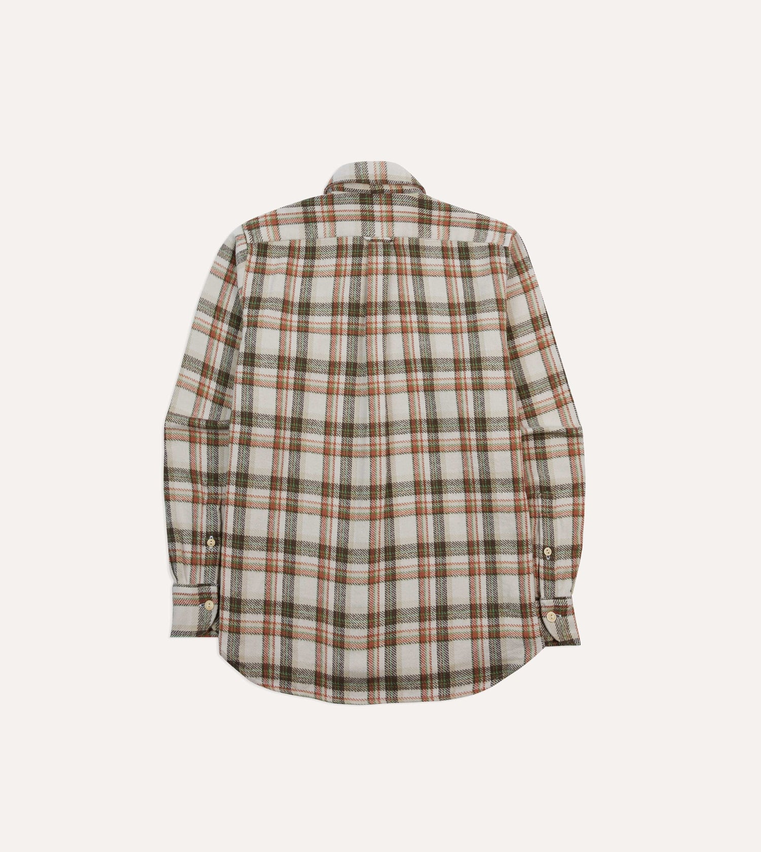 Ecru Check Cotton Two-Pocket Work Shirt