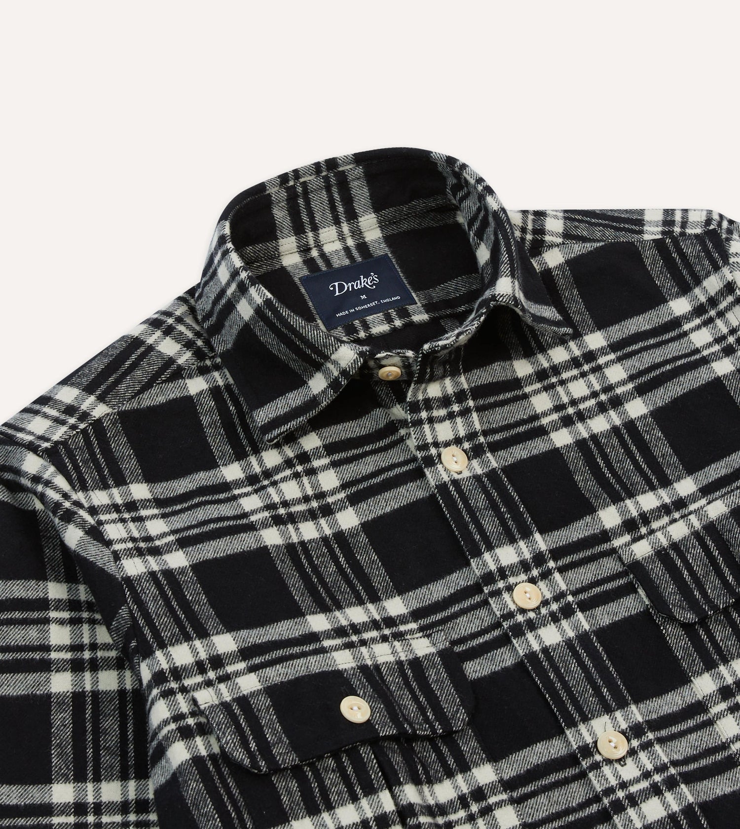 Black Check Cotton Two-Pocket Work Shirt