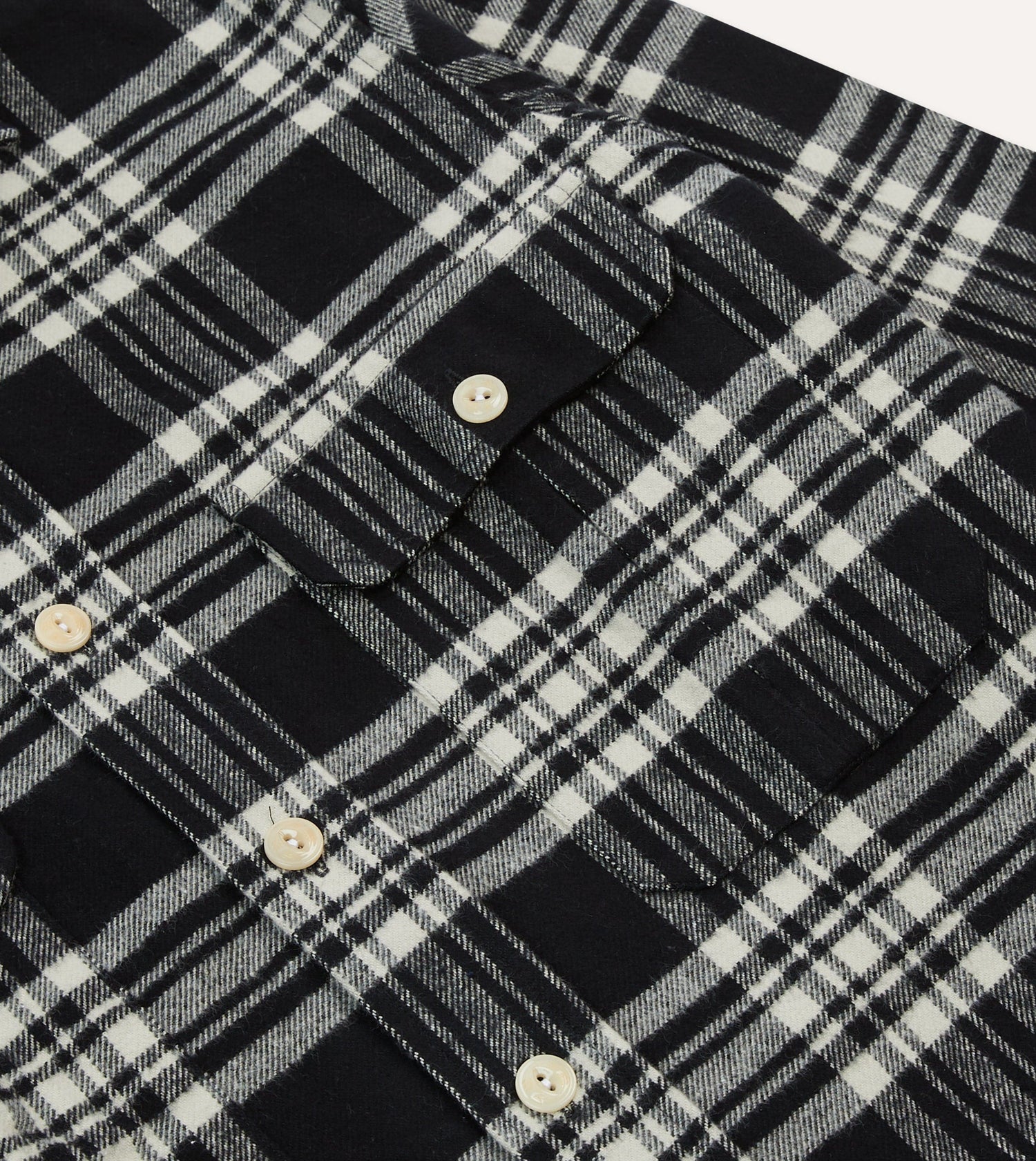 Black Check Cotton Two-Pocket Work Shirt