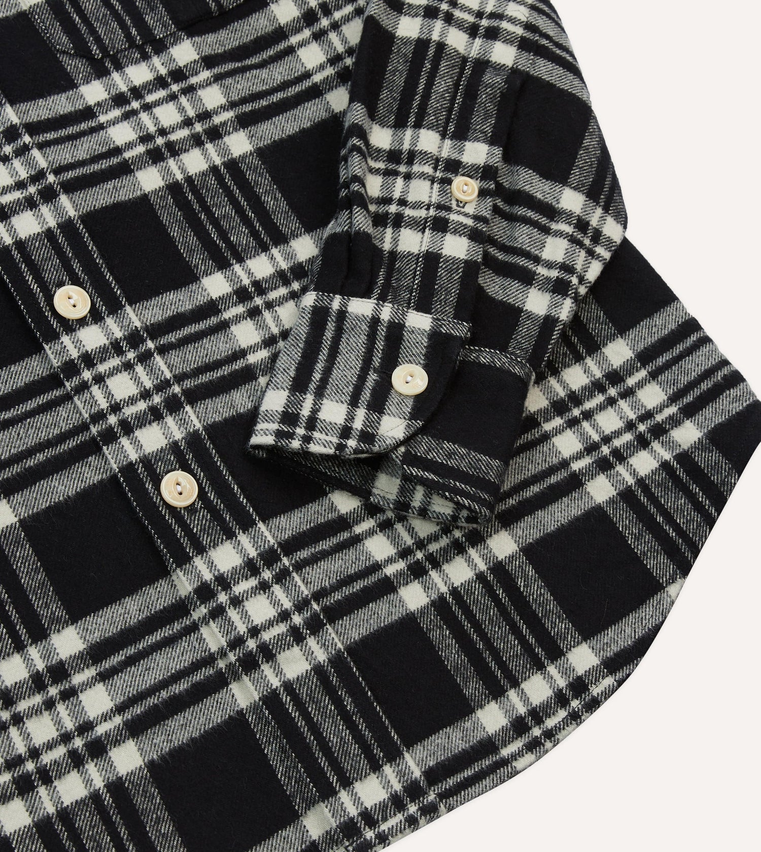 Black Check Cotton Two-Pocket Work Shirt