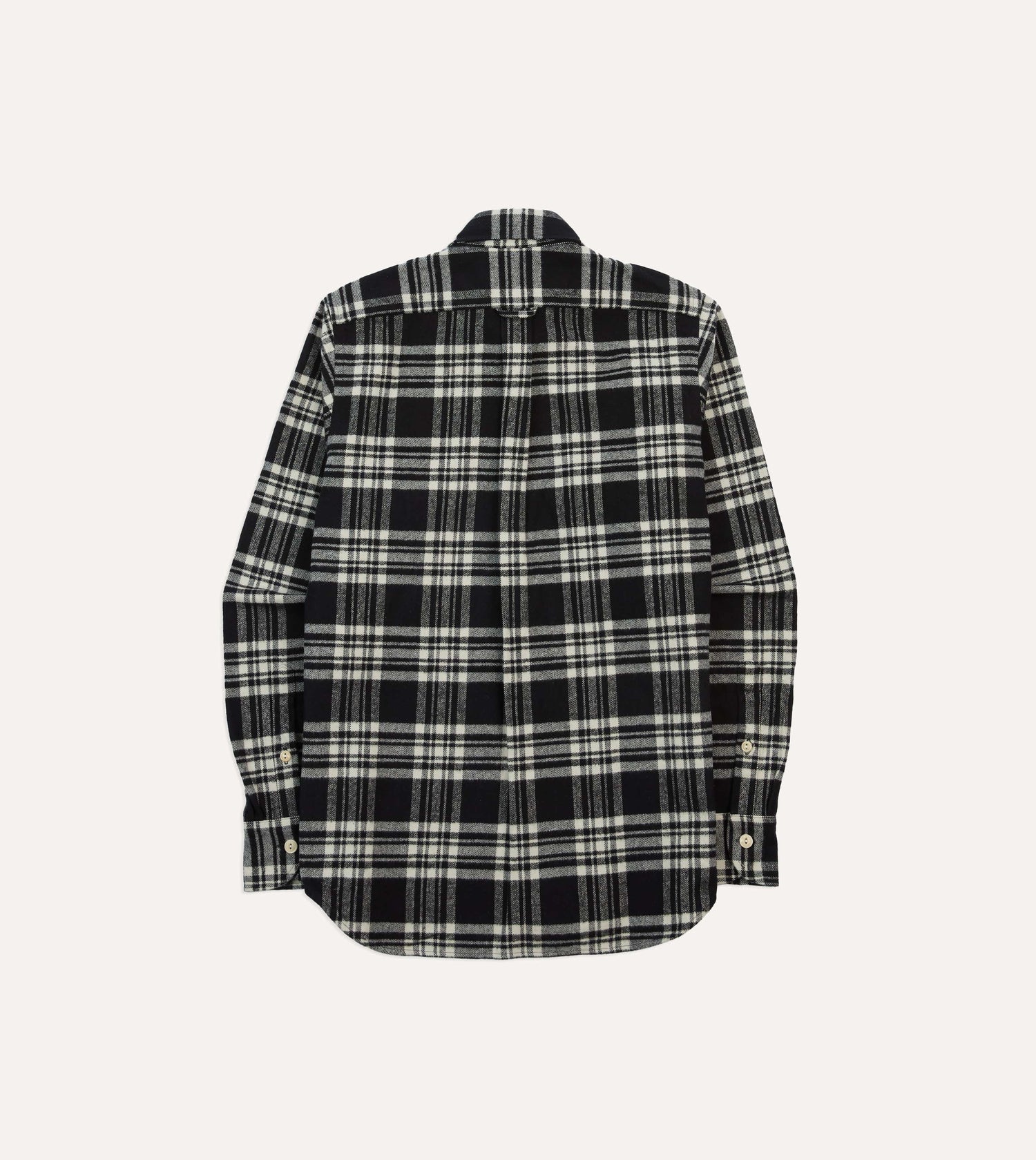 Black Check Cotton Two-Pocket Work Shirt