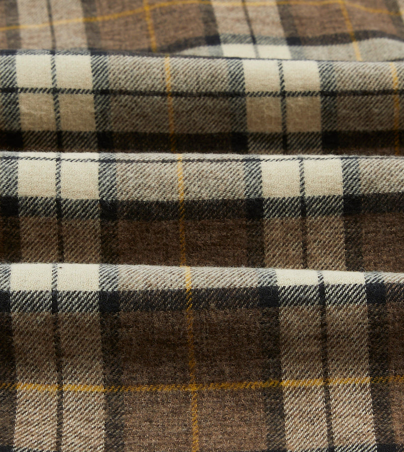 Brown Check Brushed Cotton Two-Pocket Work Shirt