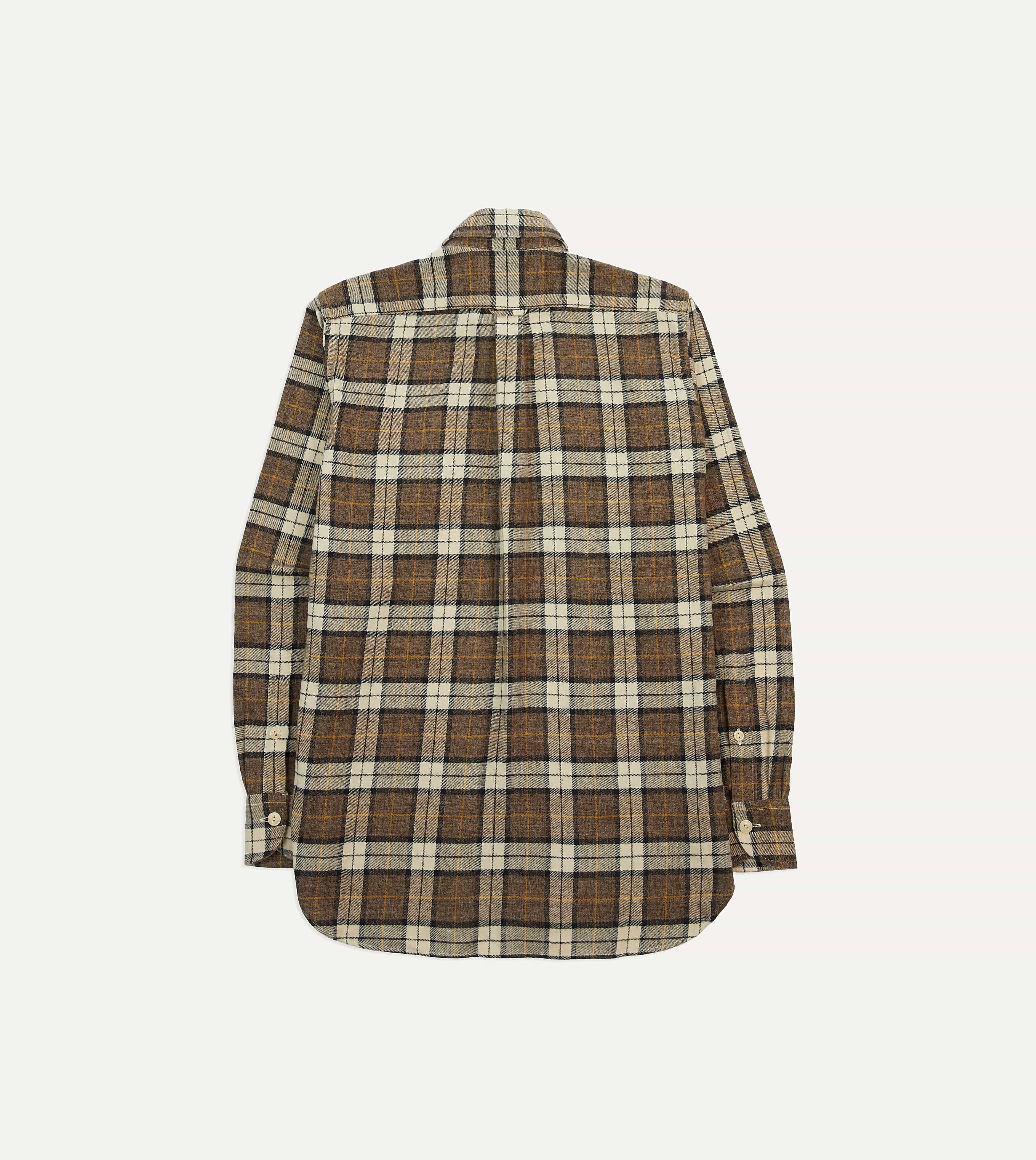 Brown Check Brushed Cotton Two-Pocket Work Shirt