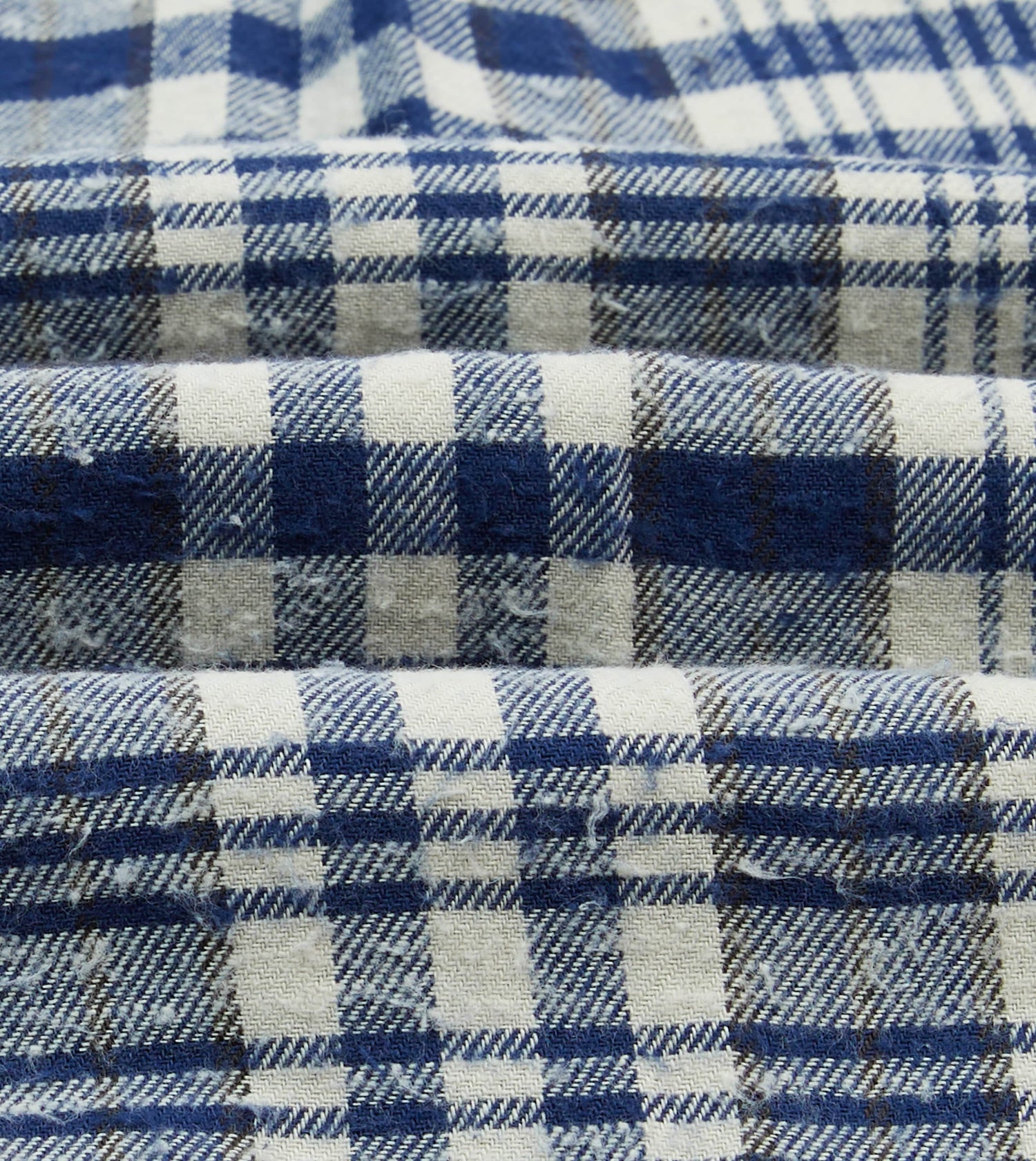 Blue Check Brushed Cotton Two-Pocket Work Shirt