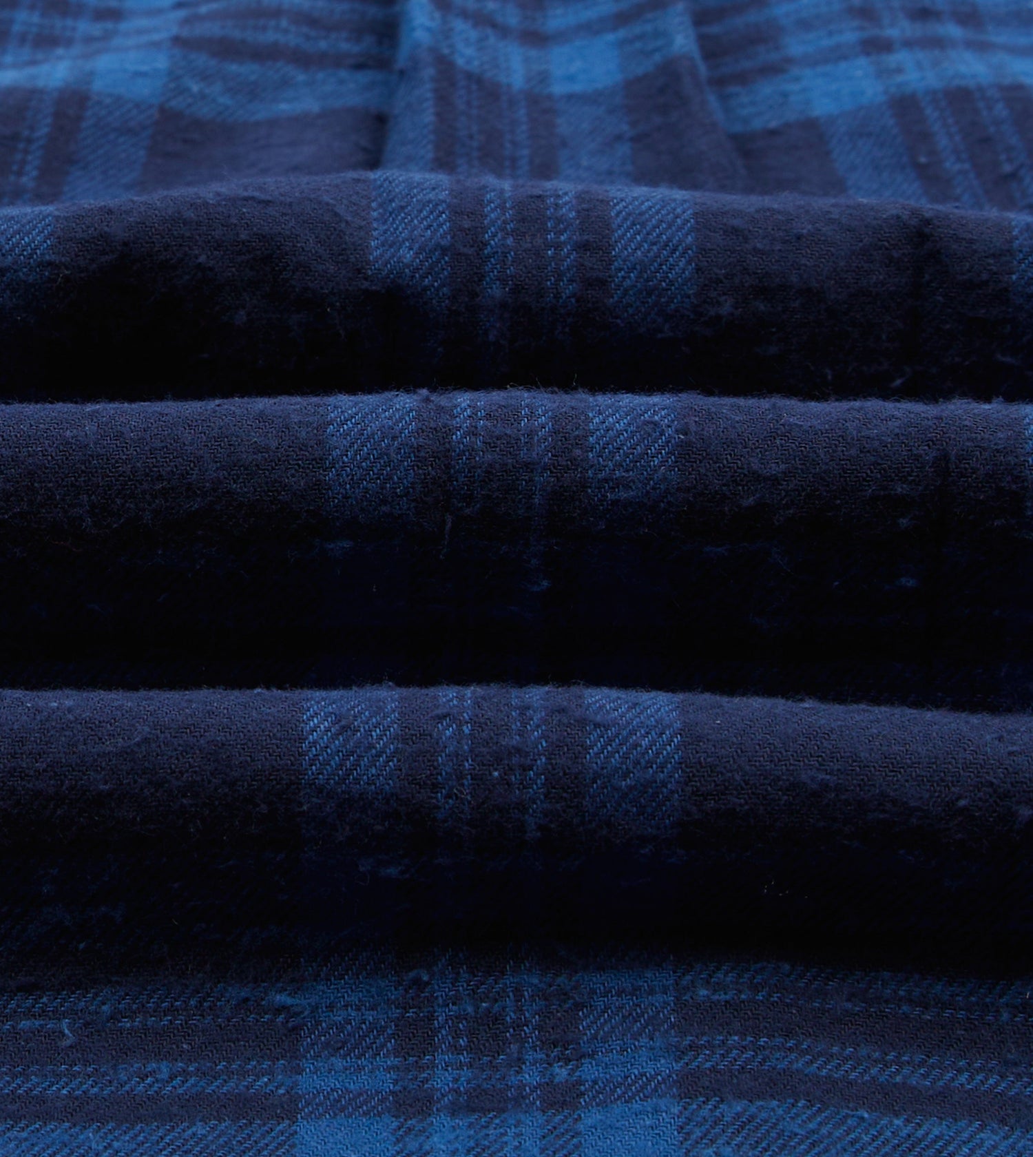 Navy Check Brushed Cotton Two-Pocket Work Shirt