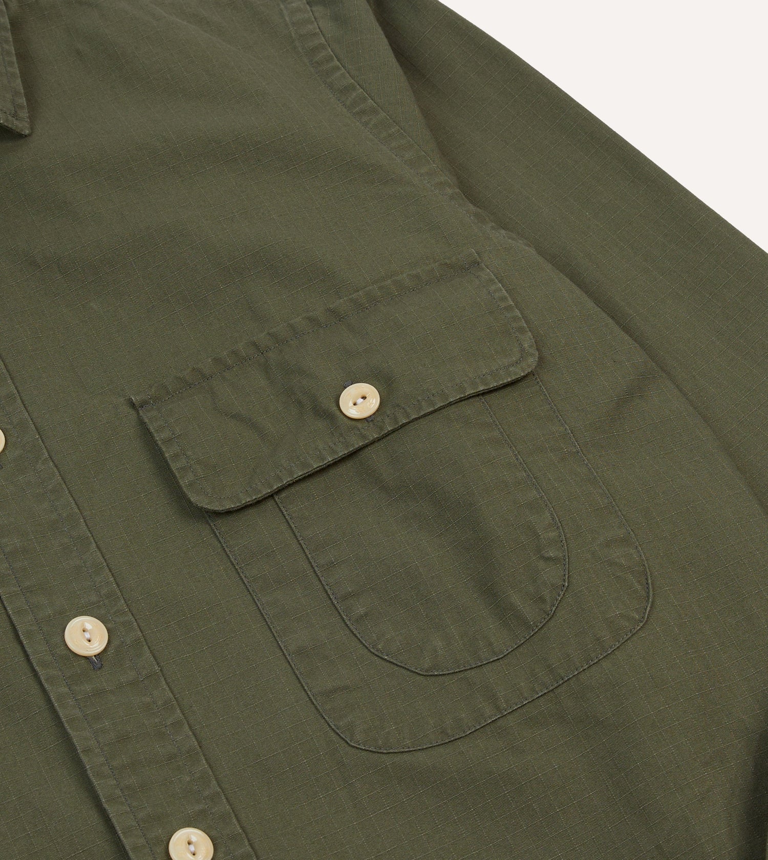 Olive Ripstop Cotton Work Shirt
