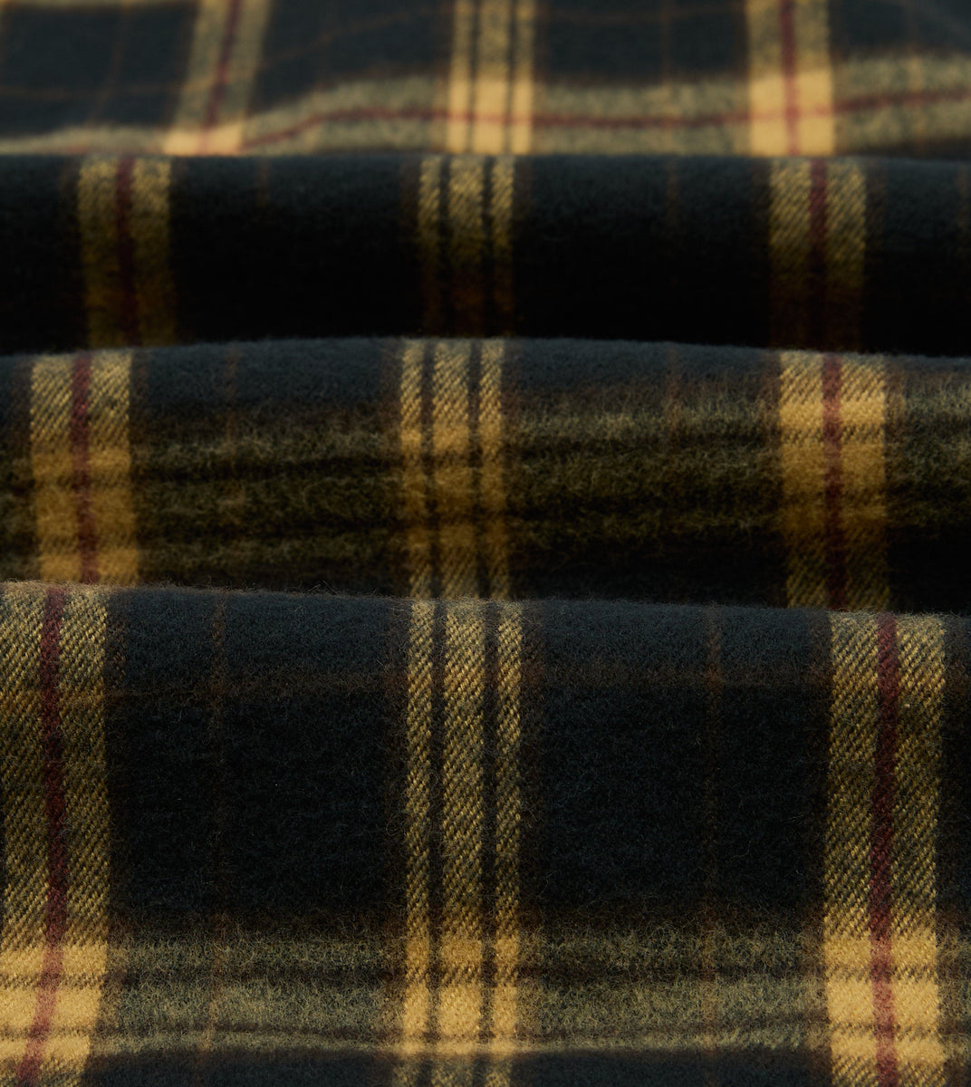 Green and Yellow Brushed Cotton Long Point Collar Work Shirt – Drakes