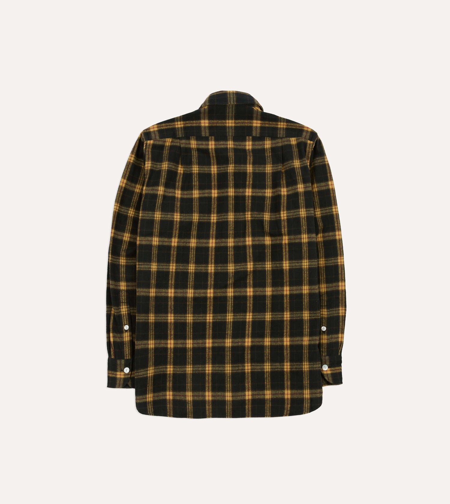 Green and Yellow Brushed Cotton Long Point Collar Work Shirt