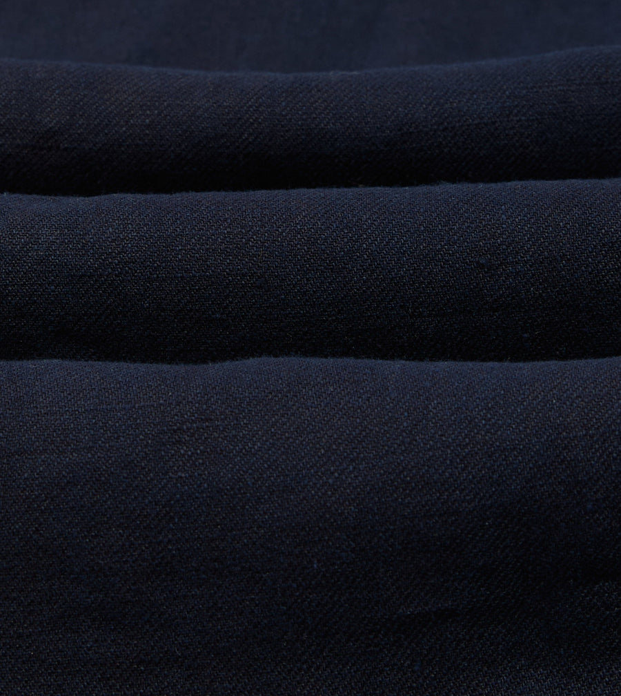 Navy Linen Twill Two-Pocket Work Shirt