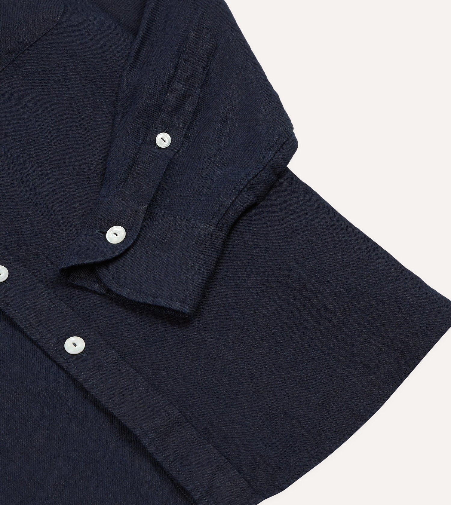 Navy Linen Twill Two-Pocket Work Shirt