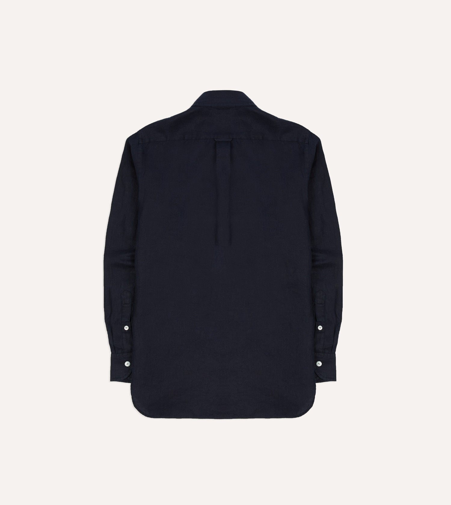 Navy Linen Twill Two-Pocket Work Shirt
