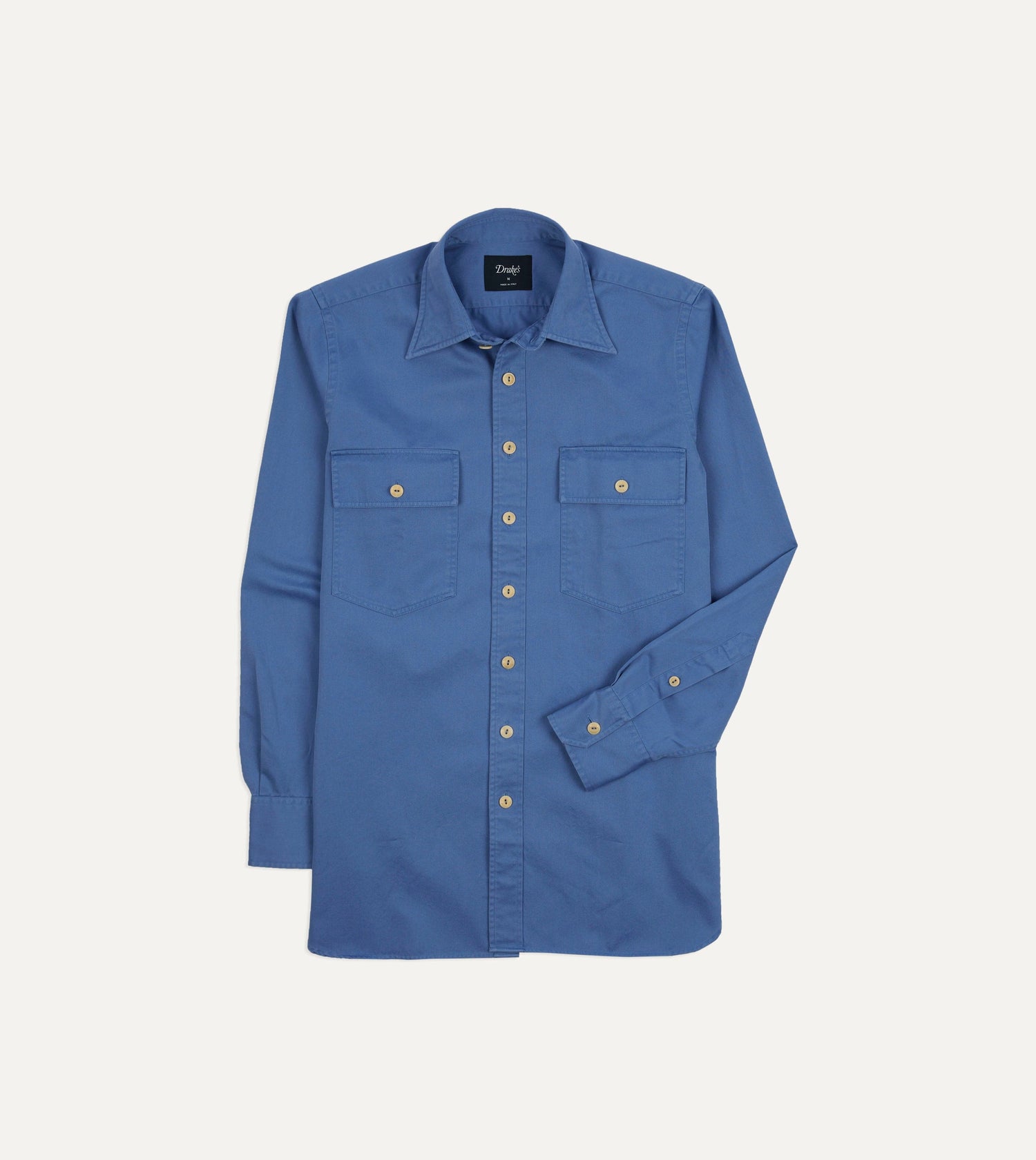 Blue Cotton Long Point Collar Work Shirt