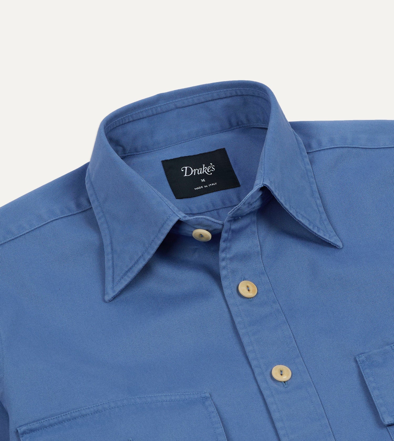 Blue Cotton Long Point Collar Work Shirt