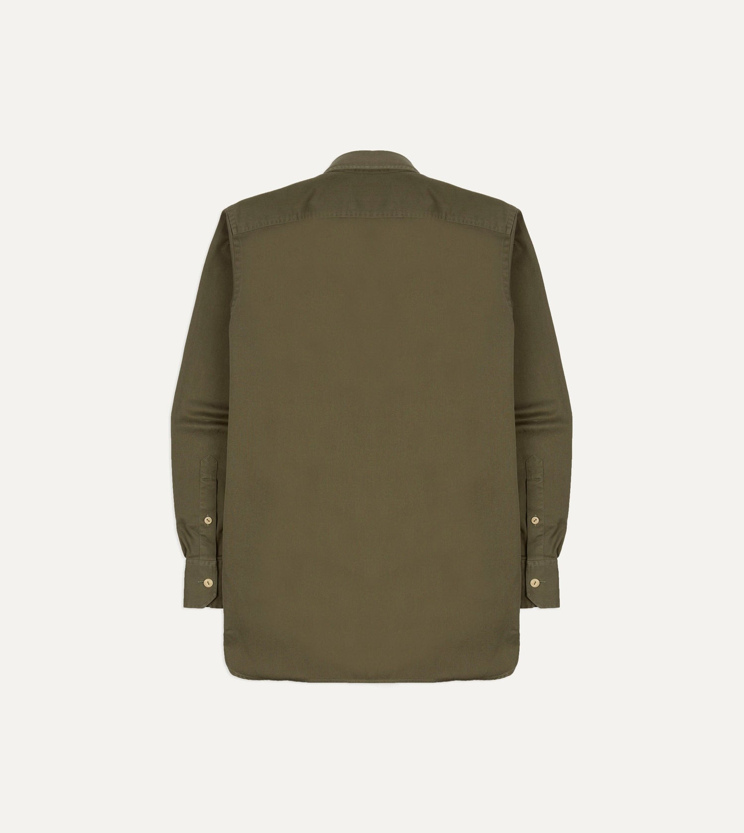 Green Cotton Long Point Collar Work Shirt