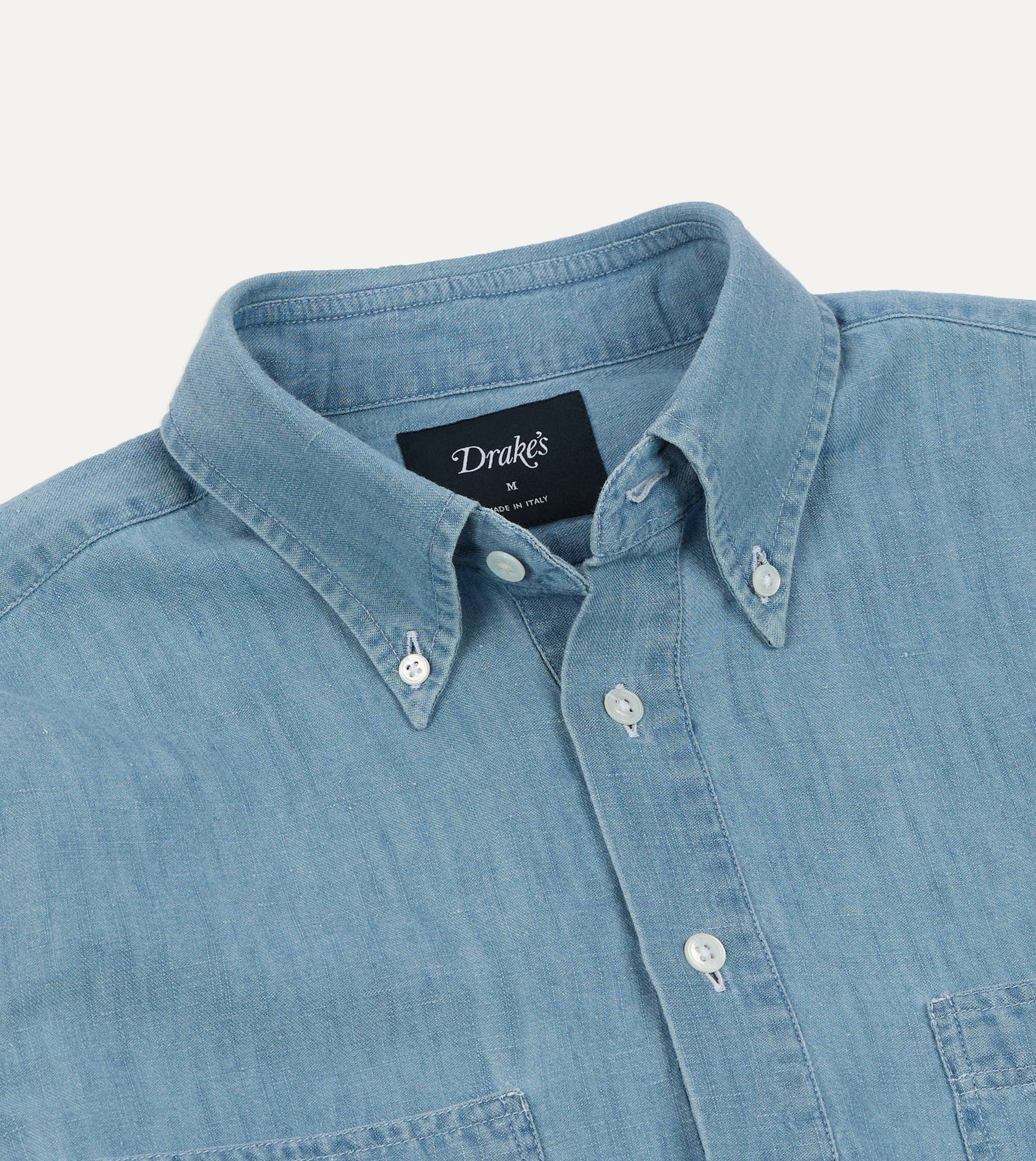 Stone Wash Cotton Chambray Button-Down Collar Popover Shirt