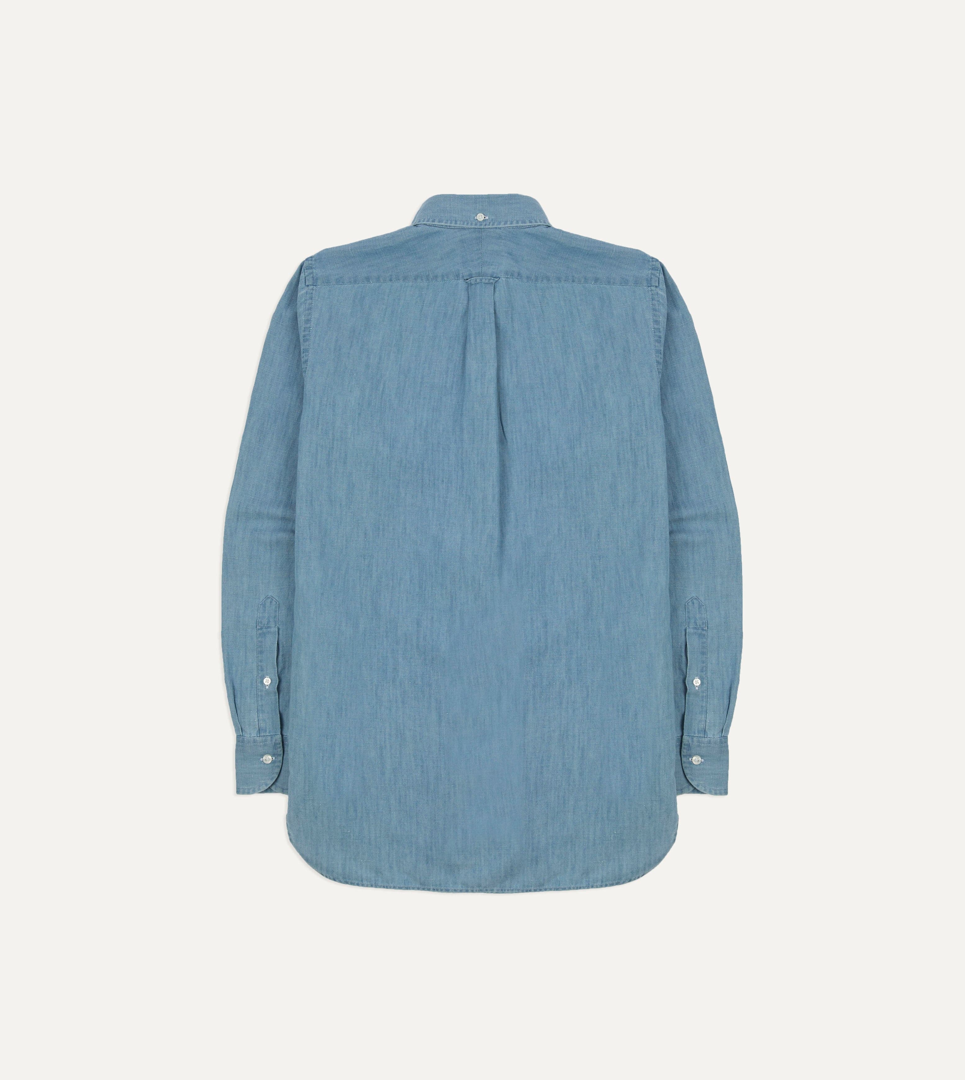 Stone Wash Cotton Chambray Button-Down Collar Popover Shirt