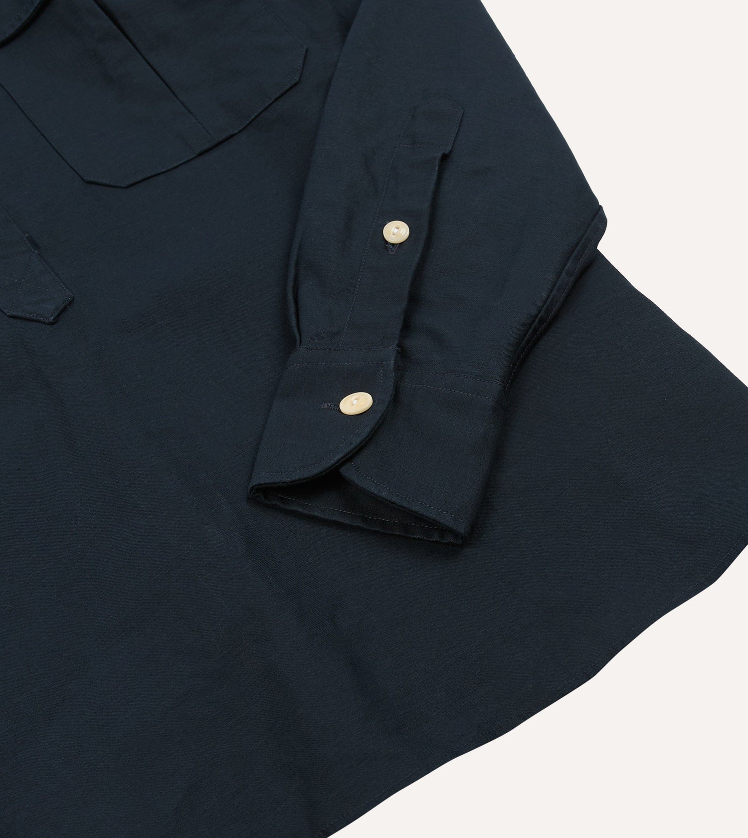 Navy Satin Cotton Popover Work Shirt