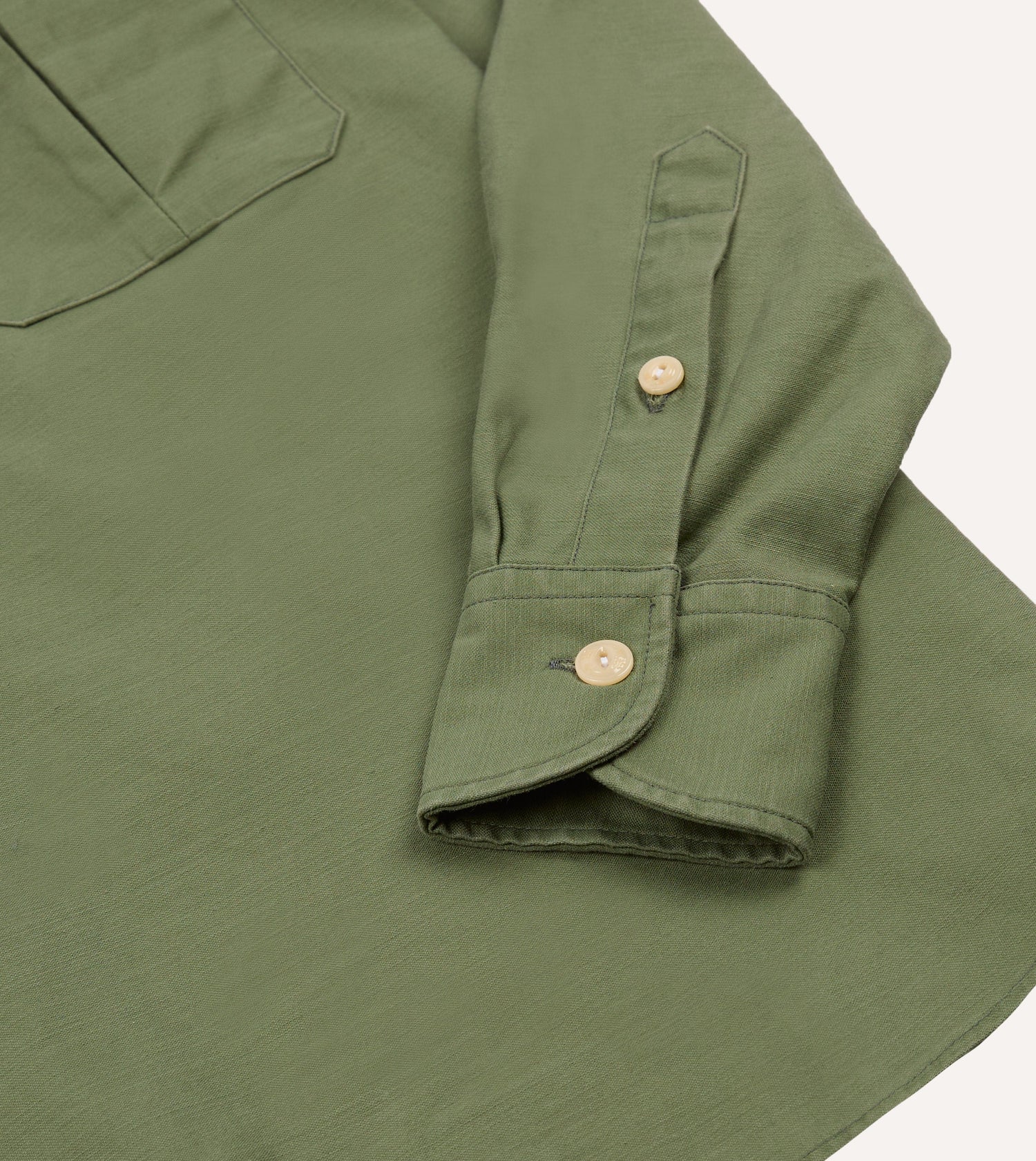 Green Satin Cotton Popover Work Shirt
