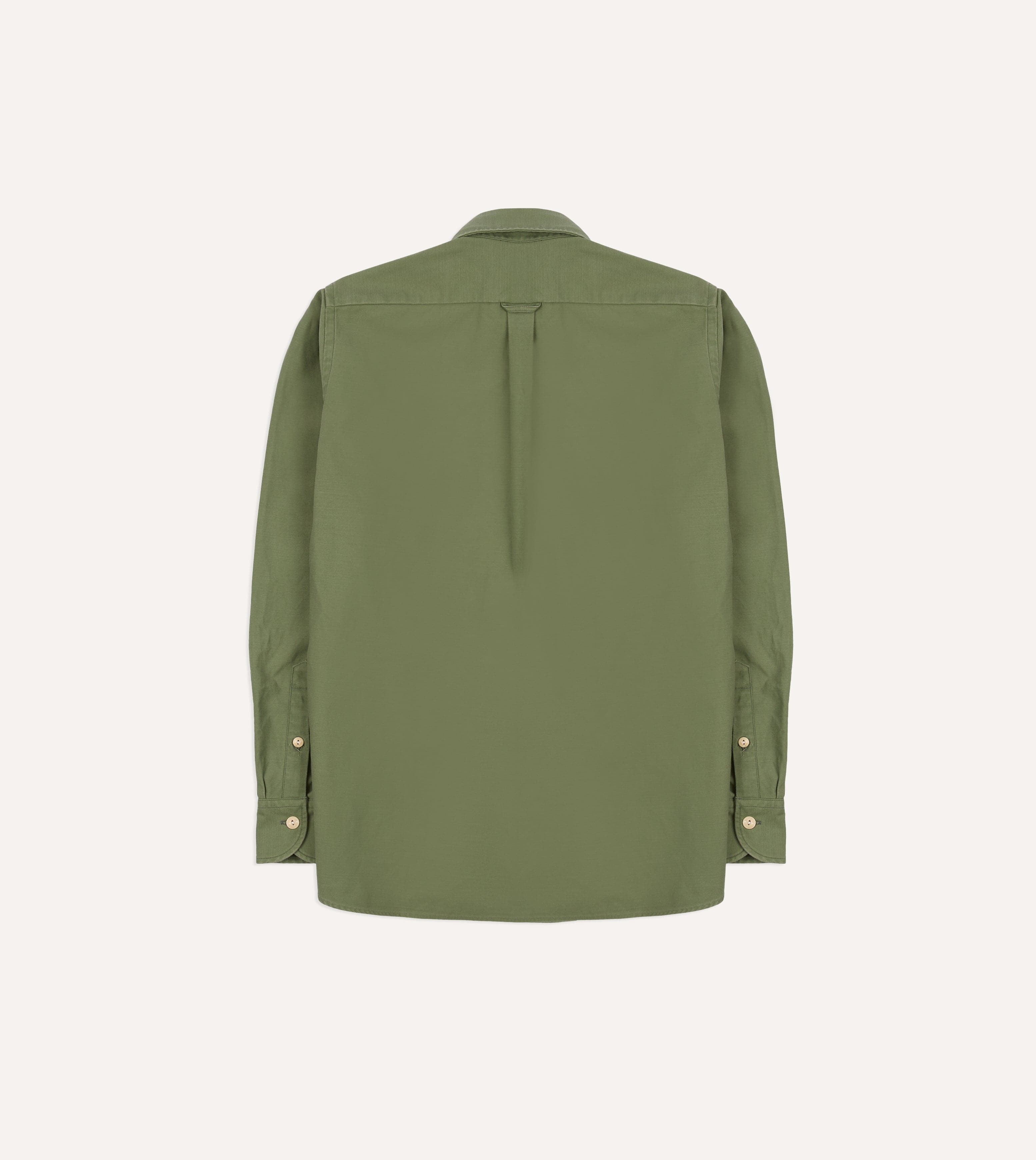 Green Satin Cotton Popover Work Shirt