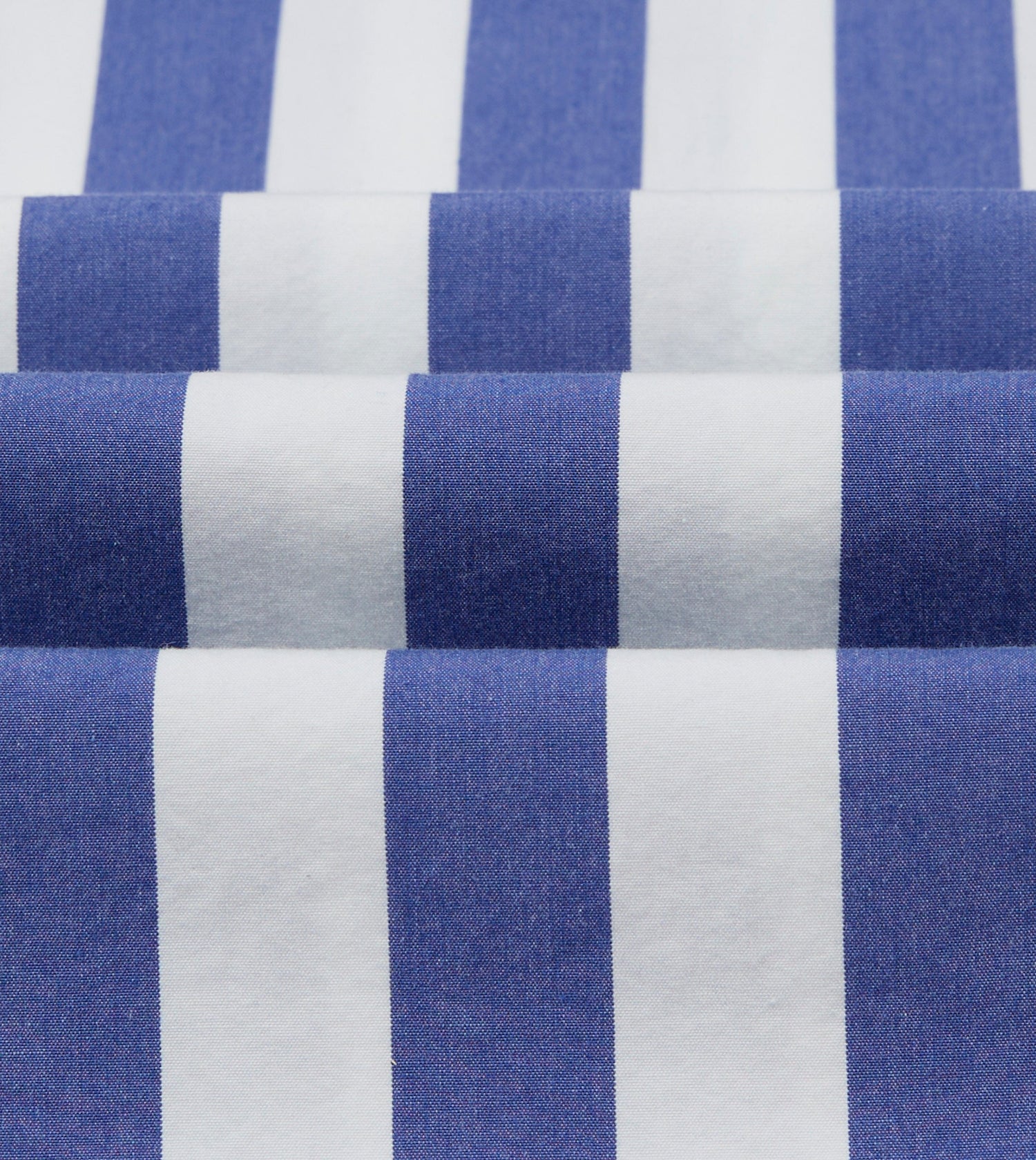 Blue and White Awning Stripe Cotton Long Point Collar Shirt