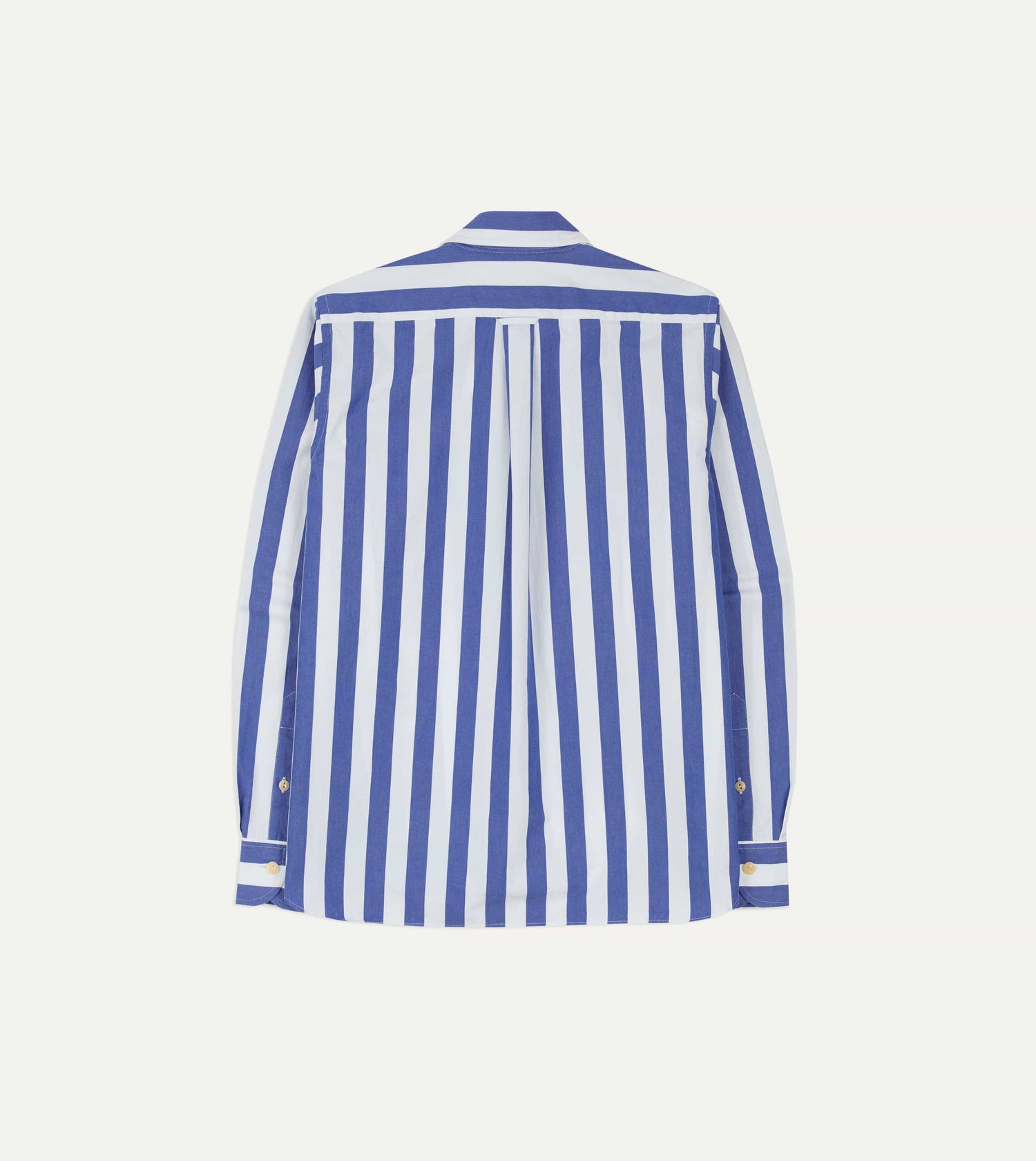 Blue and White Awning Stripe Cotton Long Point Collar Shirt