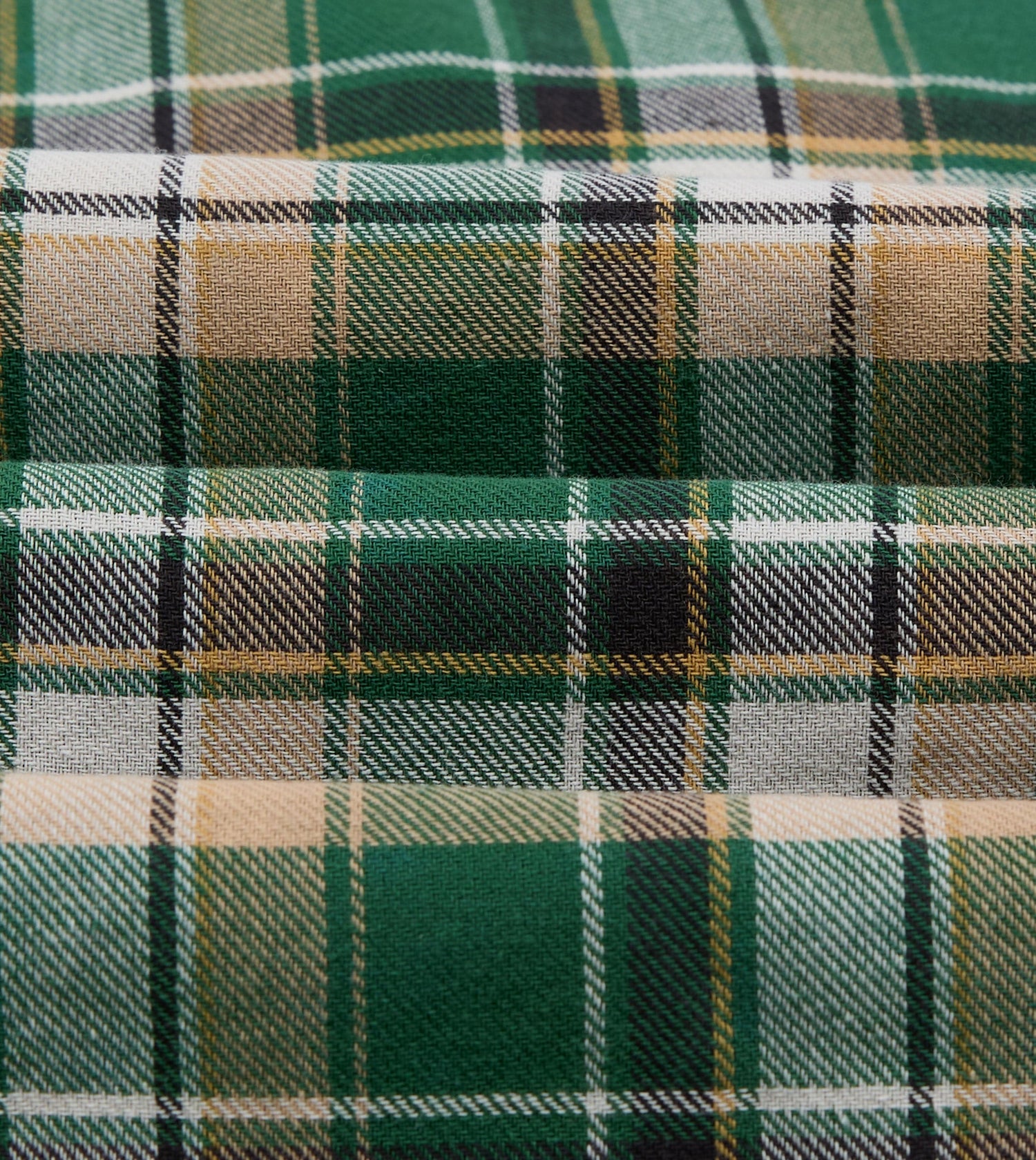 Green Check Cotton Two-Pocket Work Shirt