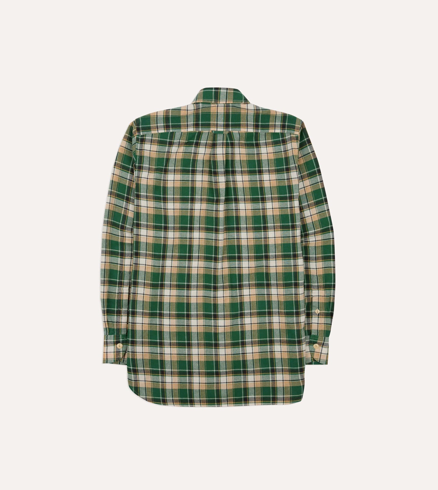 Green Check Cotton Two-Pocket Work Shirt
