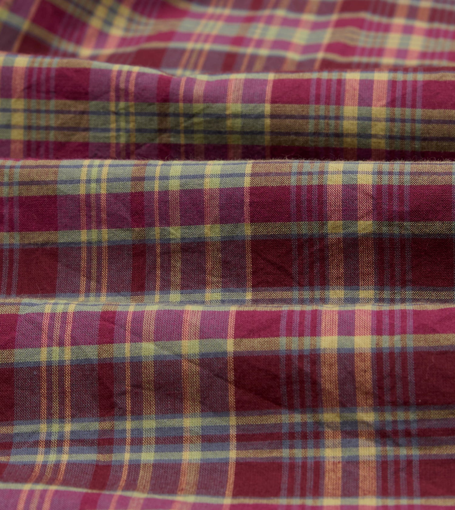 Plum Madras Check Cotton Two-Pocket Work Shirt