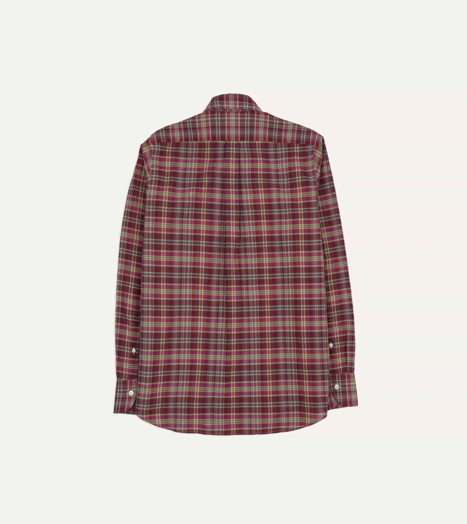 Plum Madras Check Cotton Two-Pocket Work Shirt