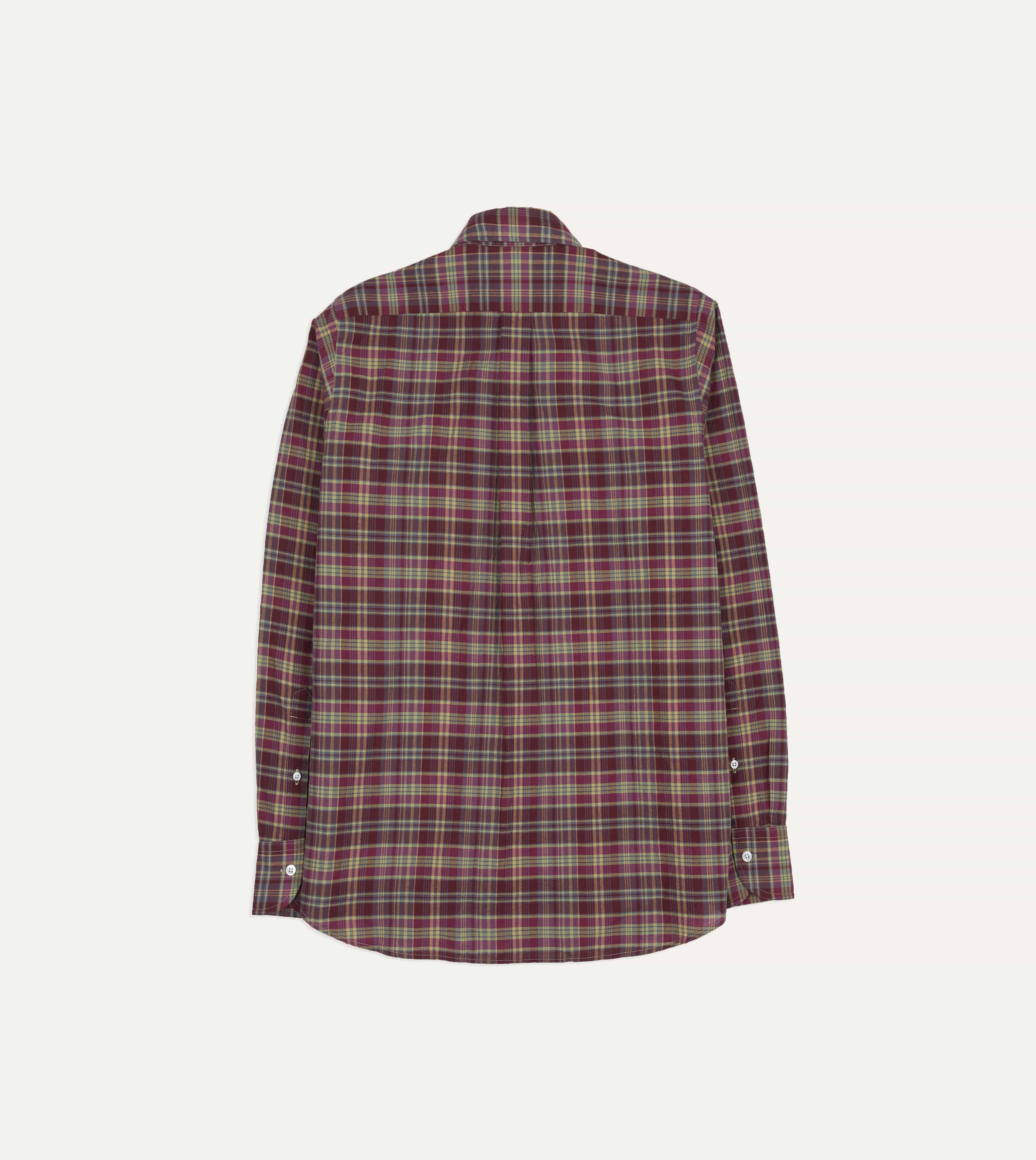 Plum Madras Check Cotton Two-Pocket Work Shirt