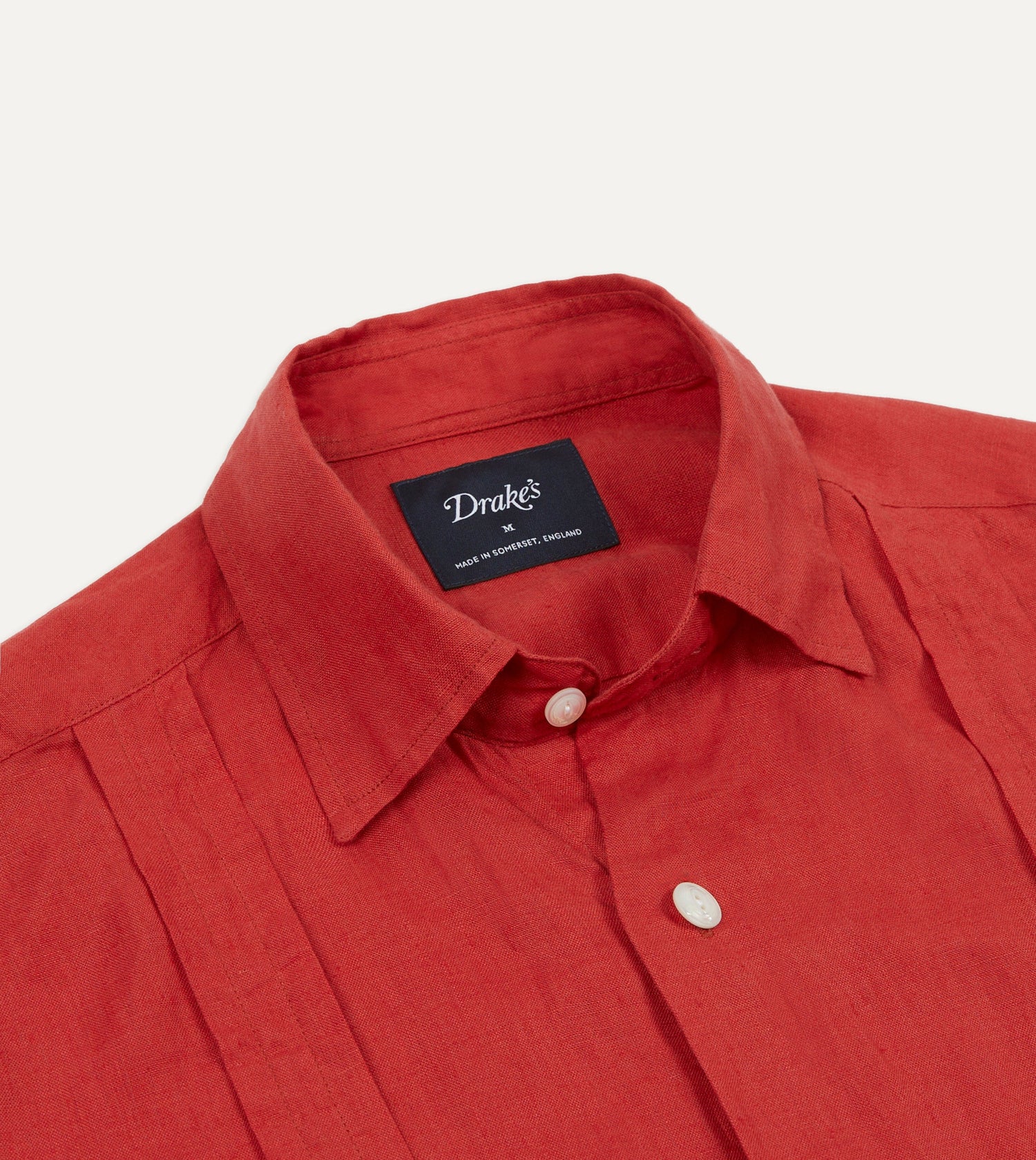 Red Linen Short Sleeve Cuban Shirt