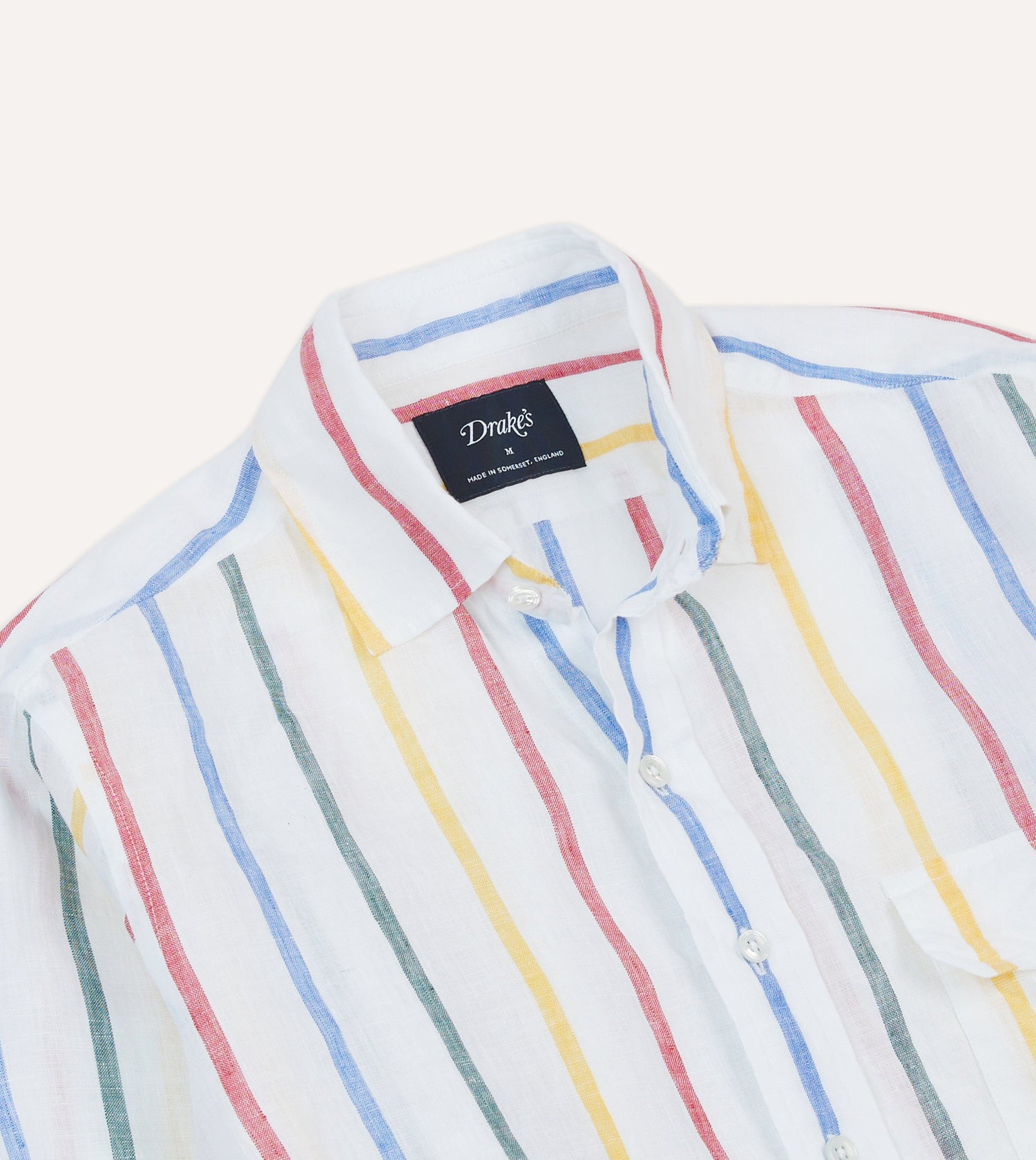 Primary Stripe Linen Spread Collar Shirt