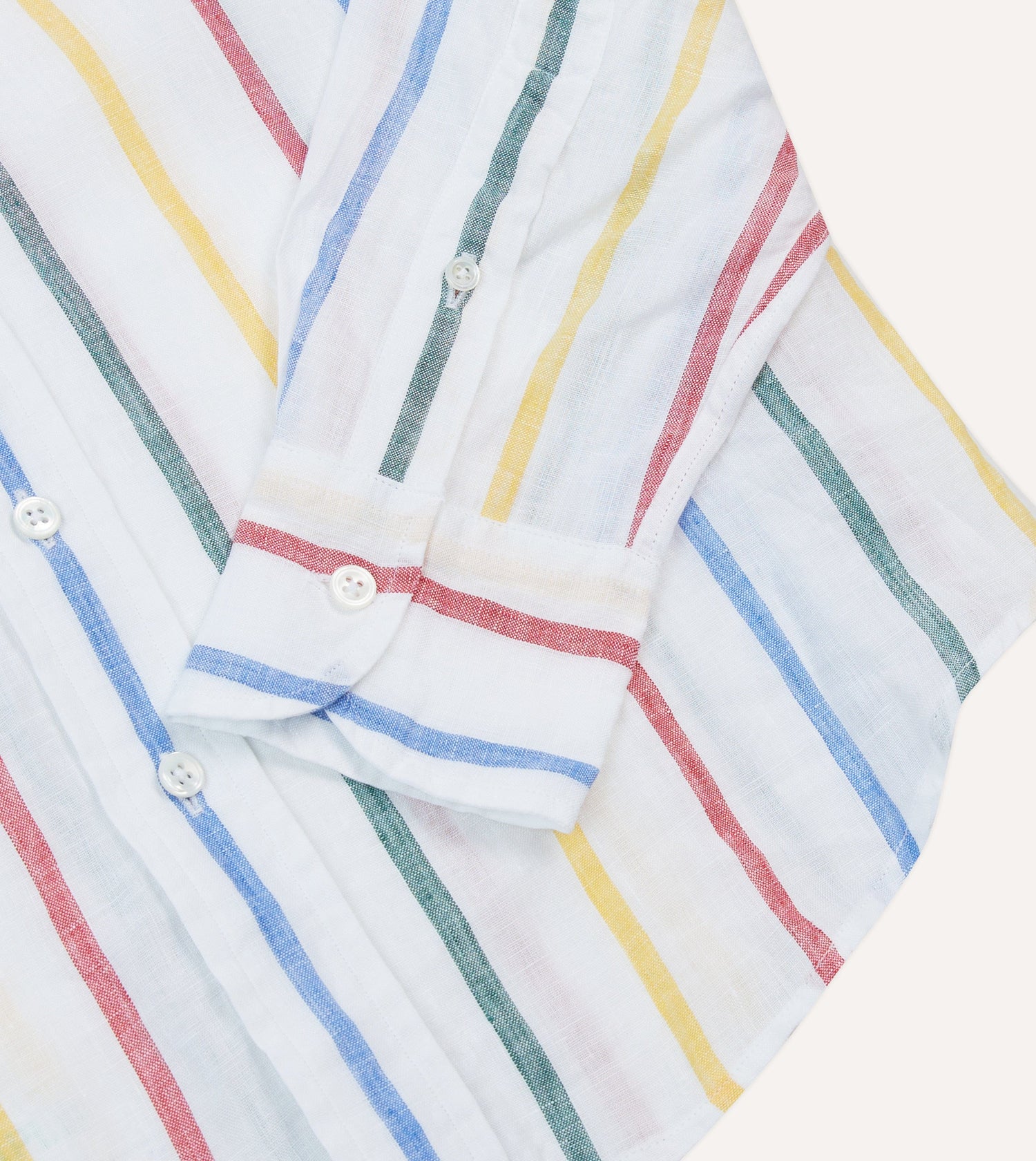 Primary Stripe Linen Spread Collar Shirt