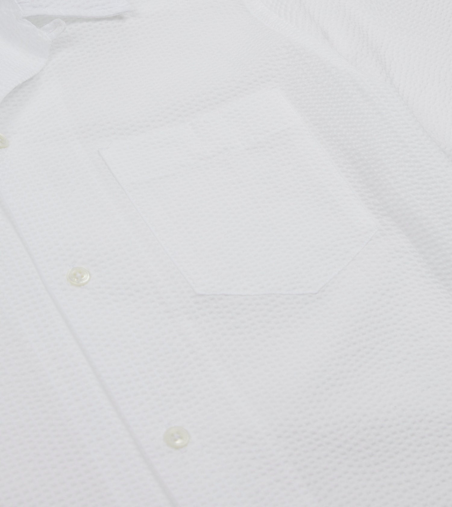 White Seersucker Camp Collar Short Sleeve Shirt