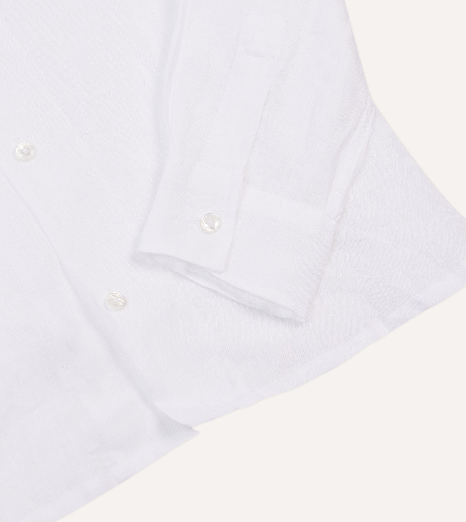White Linen Camp Collar Long Sleeve Shirt