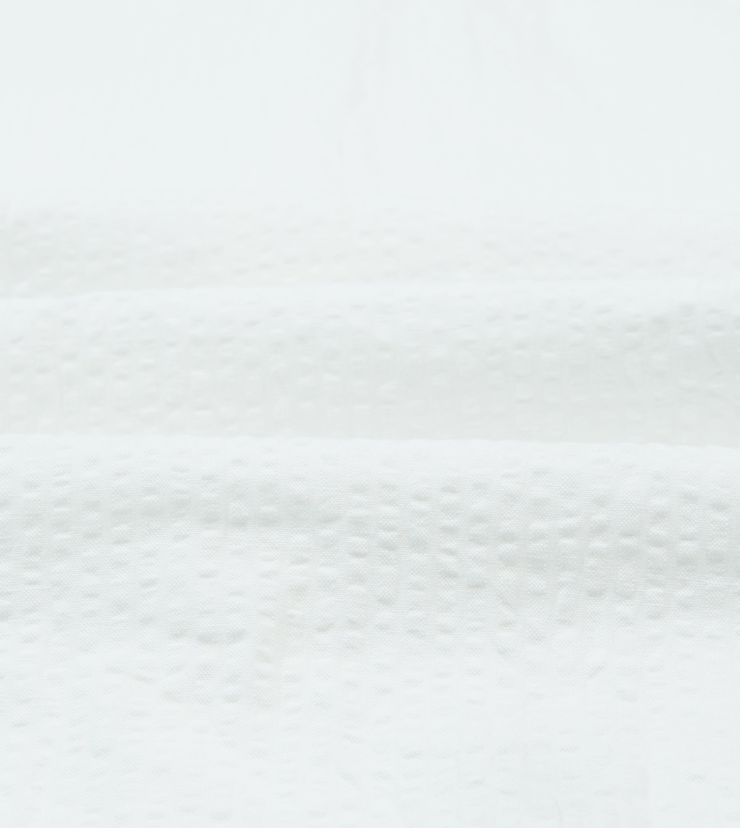 White Cotton-Linen Seersucker Camp Collar Short Sleeve Shirt