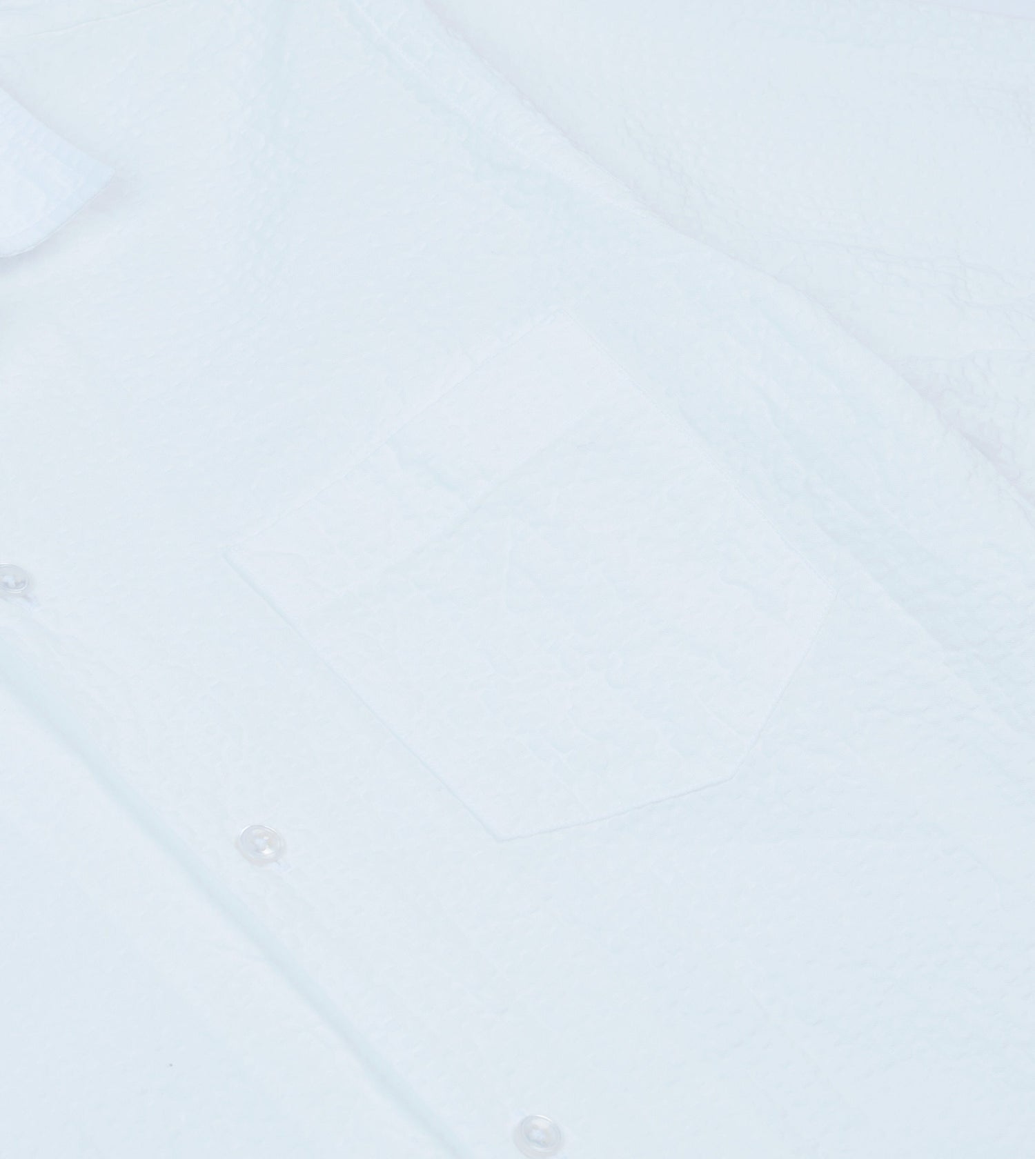 White Cotton-Linen Seersucker Camp Collar Short Sleeve Shirt