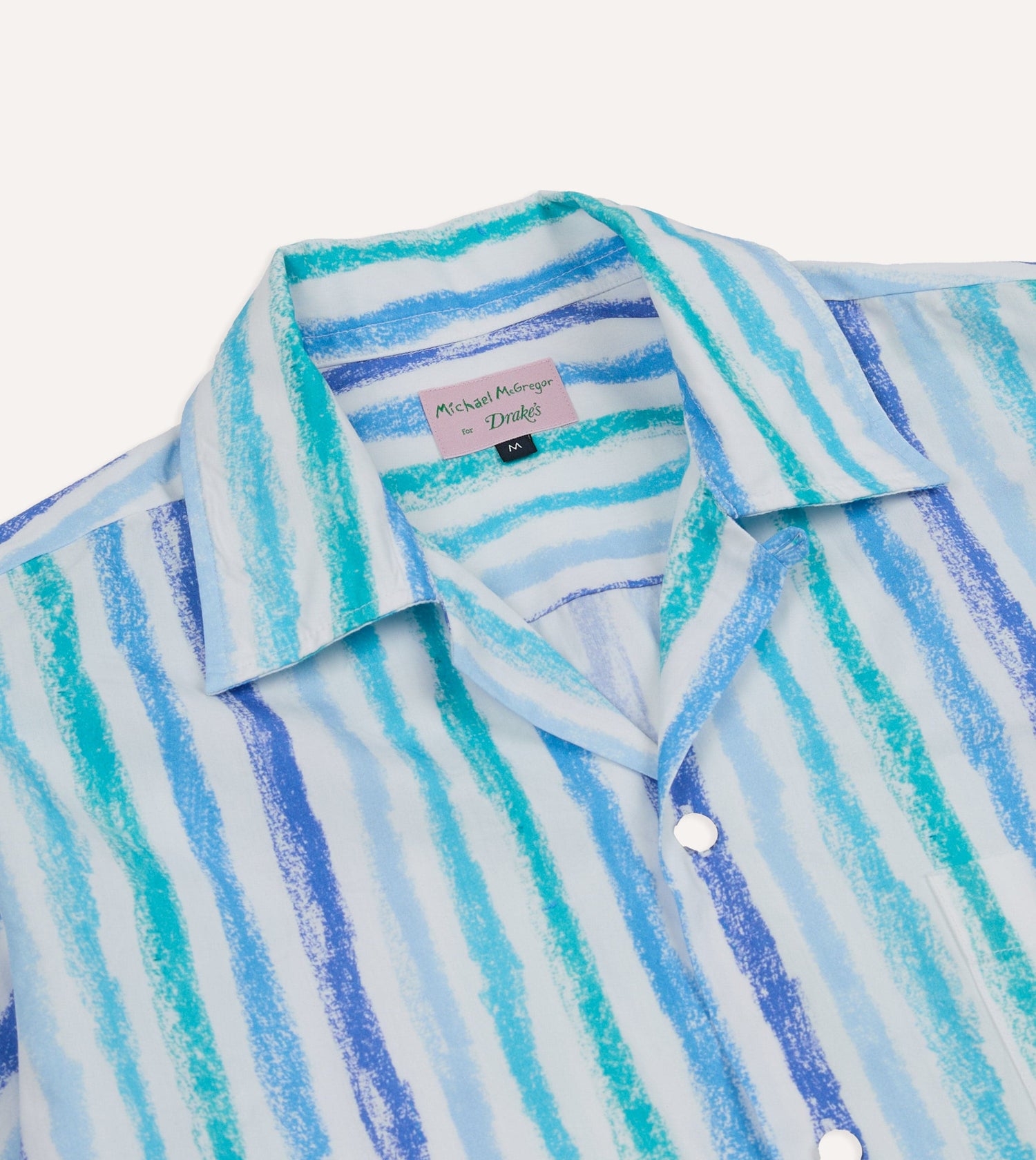 Michael McGregor for Drake's Stripe Camp Collar Shirt