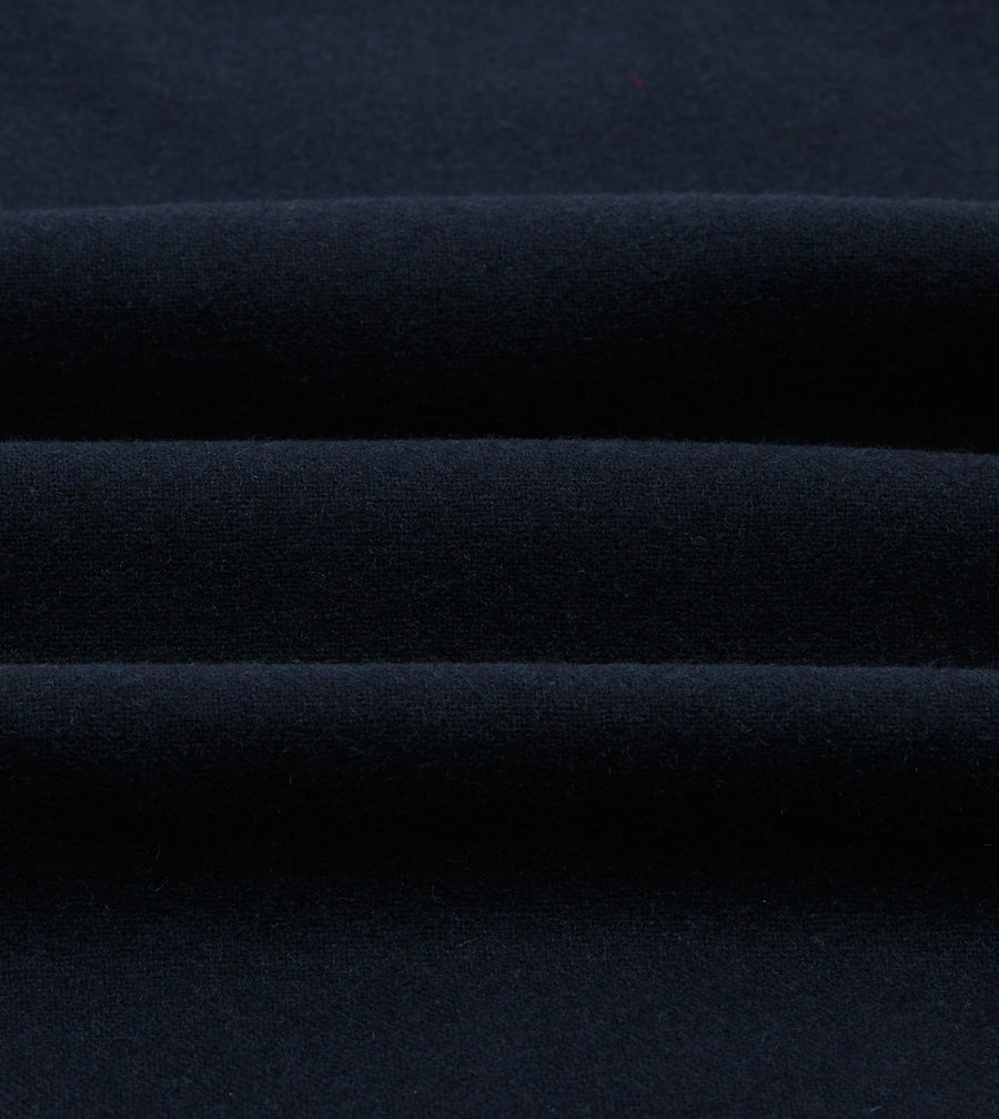 Navy Wool Four-Pocket Camp Collar Work Shirt