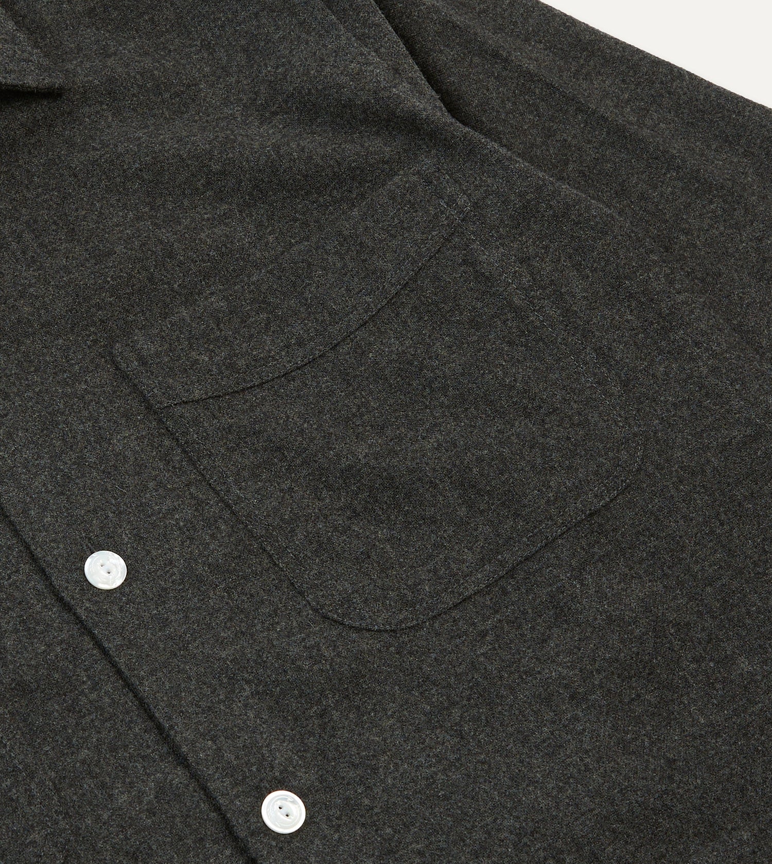 Grey Wool Four-Pocket Camp Collar Work Shirt