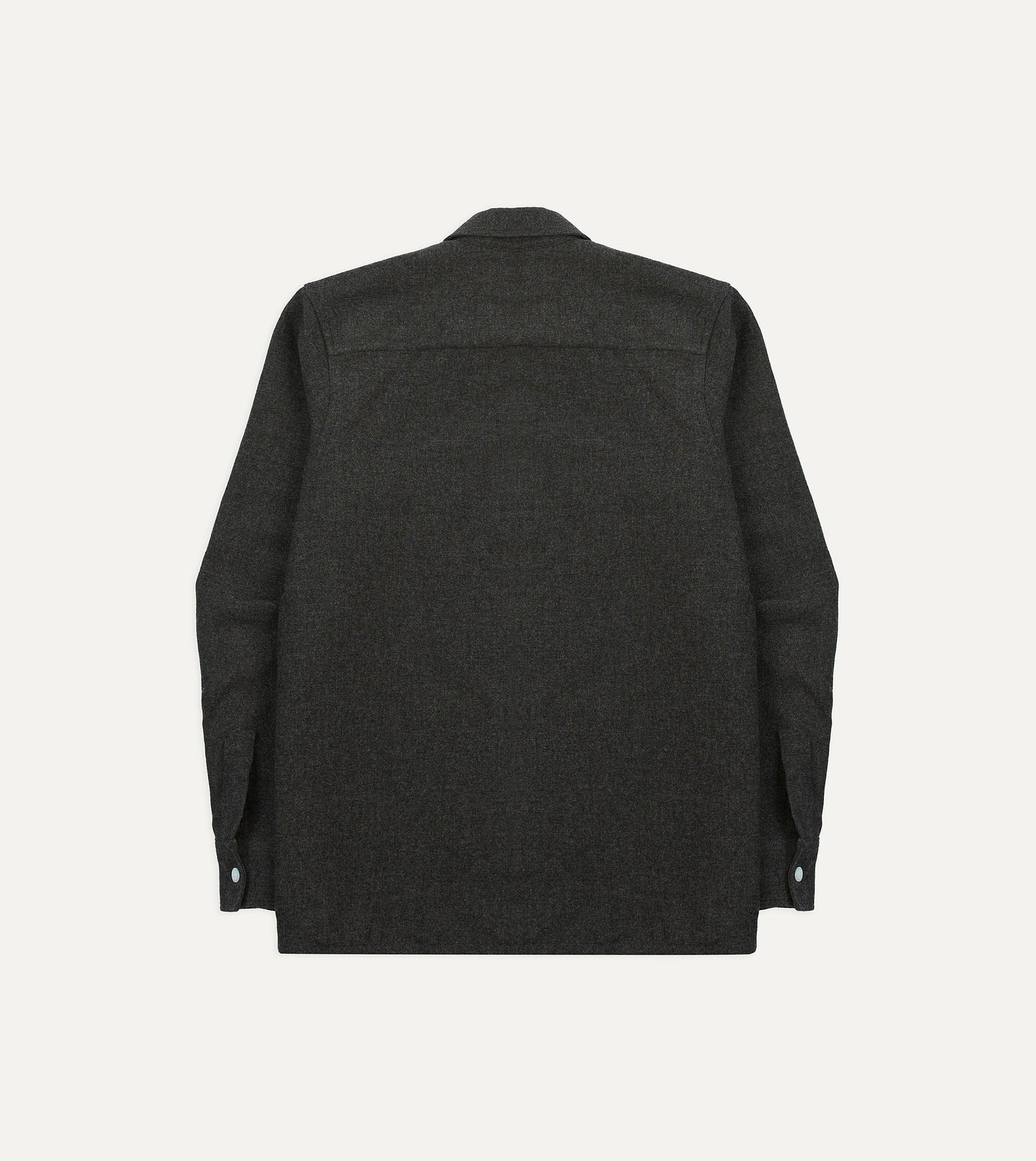 Grey Wool Four-Pocket Camp Collar Work Shirt