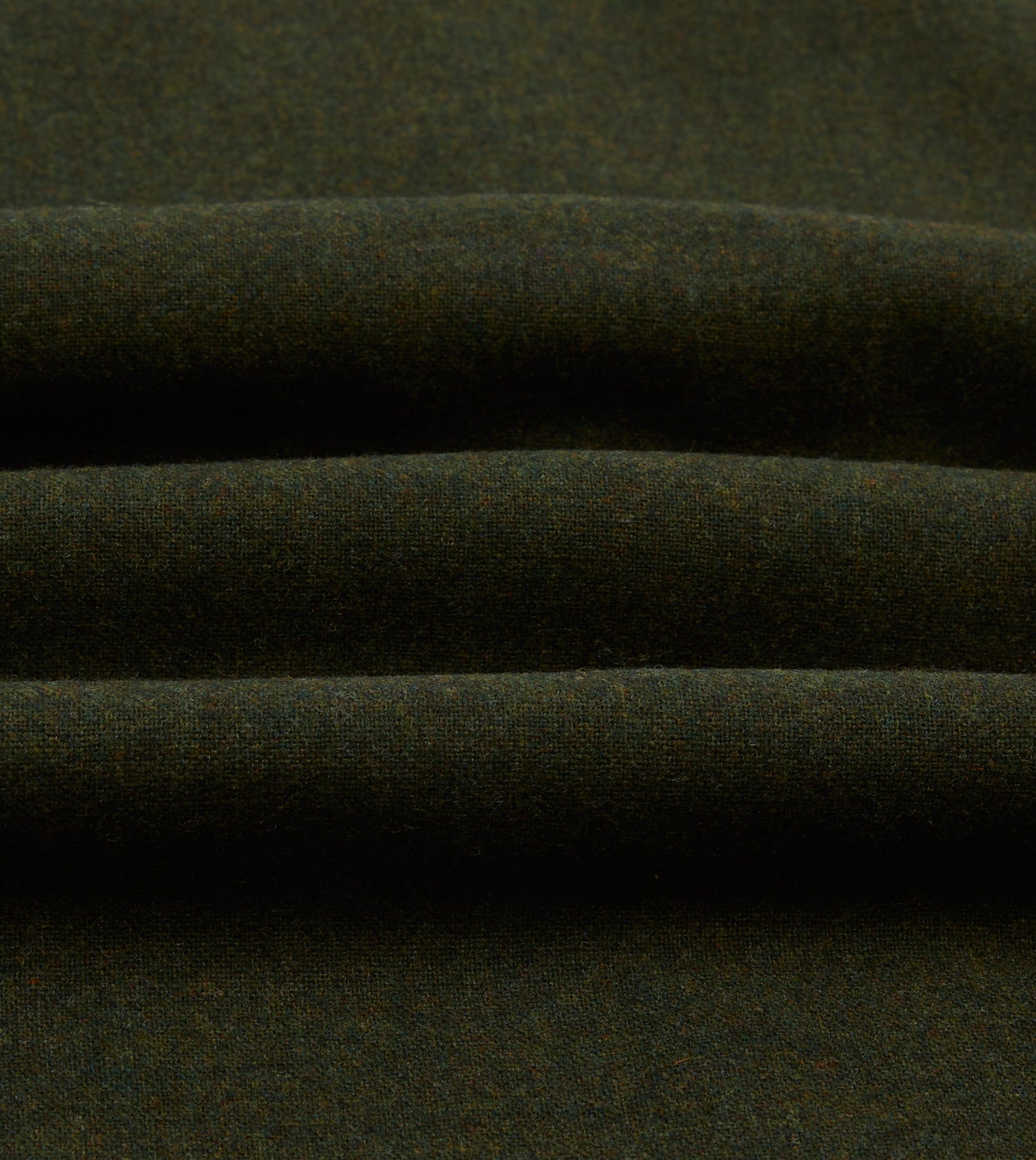 Dark Green Wool Two-Pocket Camp Collar Work Shirt