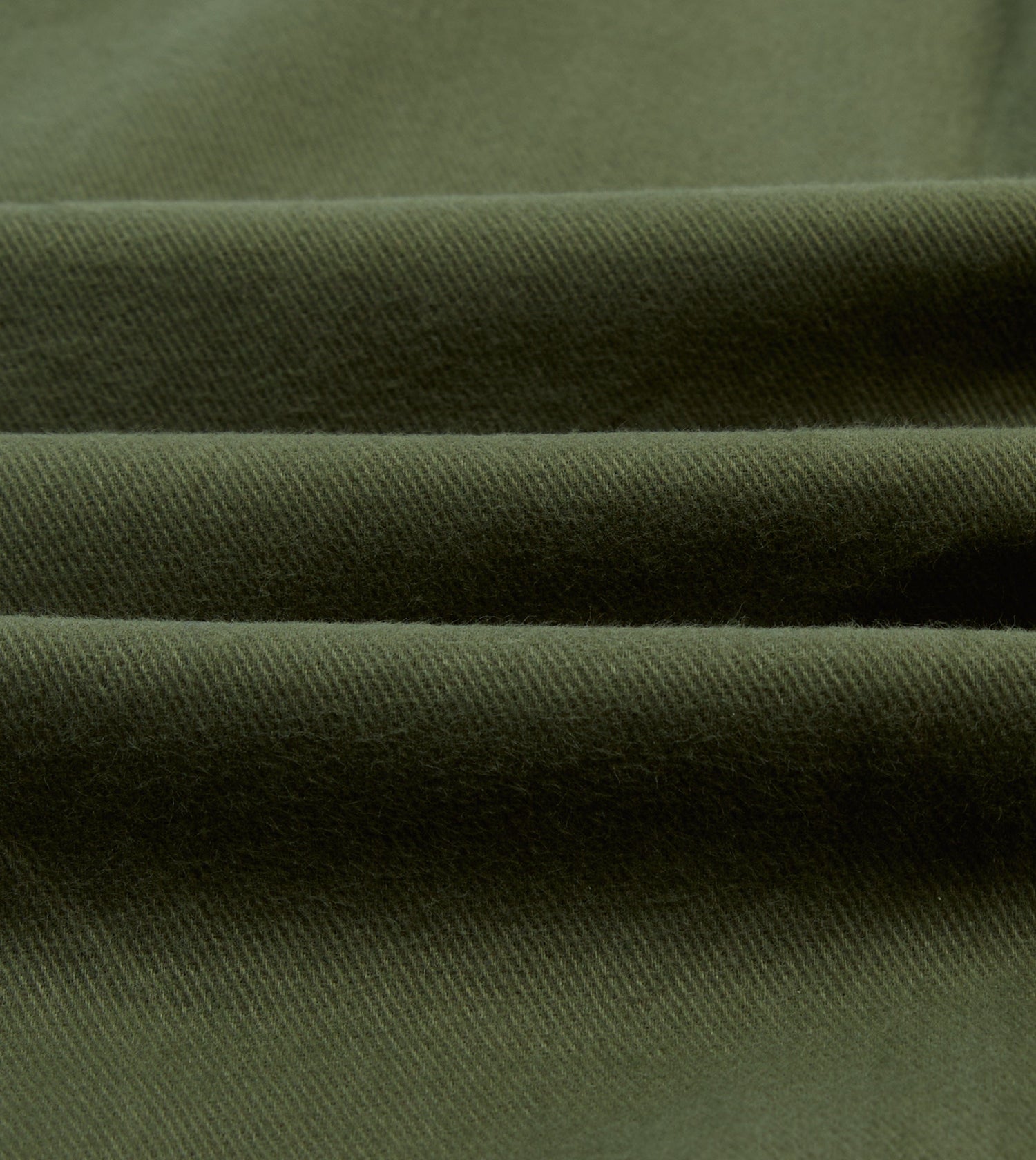 Olive Brushed Cotton Twill Two-Pocket Camp Collar Work Shirt