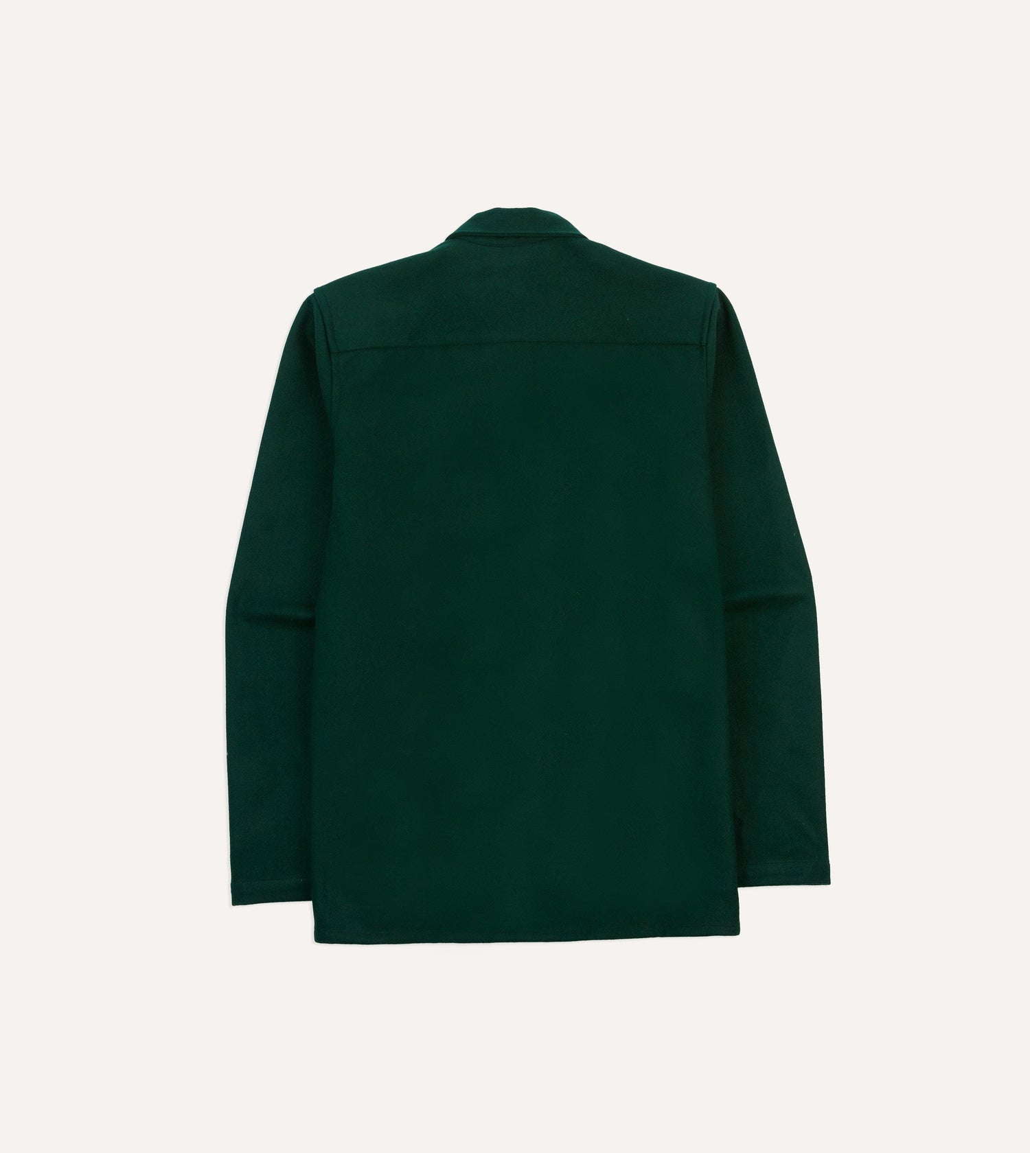 Green Wool Four-Pocket Camp Collar Work Shirt