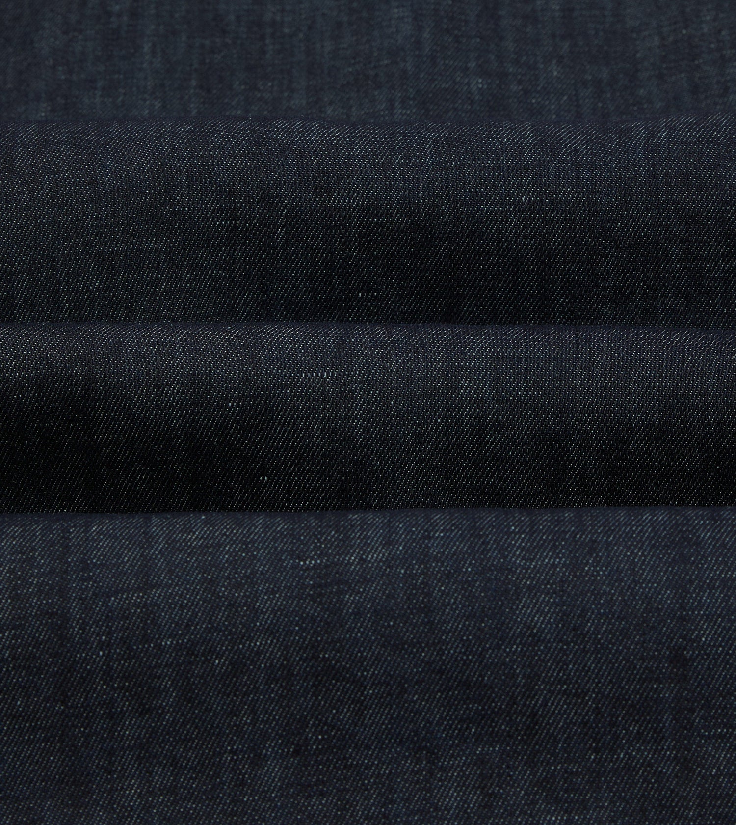Navy Cotton-Hemp Denim Camp Collar Work Shirt