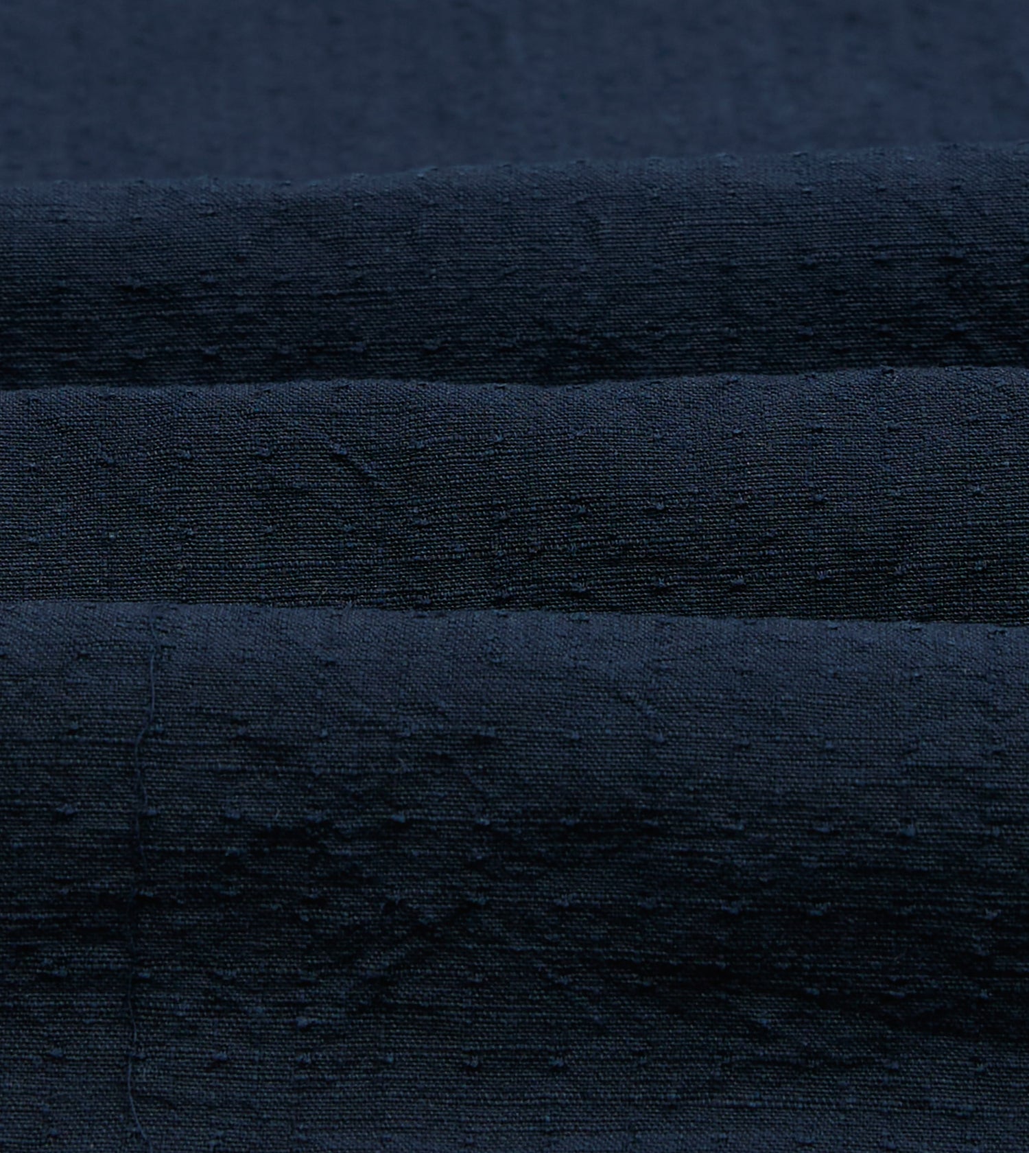 Navy Cotton-Linen Camp Collar Three Pocket Short Sleeve Shirt